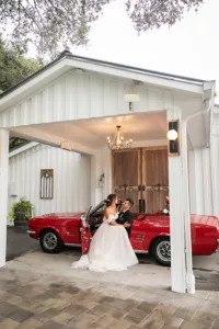 Bride and Groom Classic Convertible Car Getaway | Tampa Bay Photographer Limelight Photography