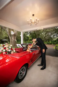 Bride and Groom Classic Convertible Car Getaway | Tampa Bay Photographer Limelight Photography