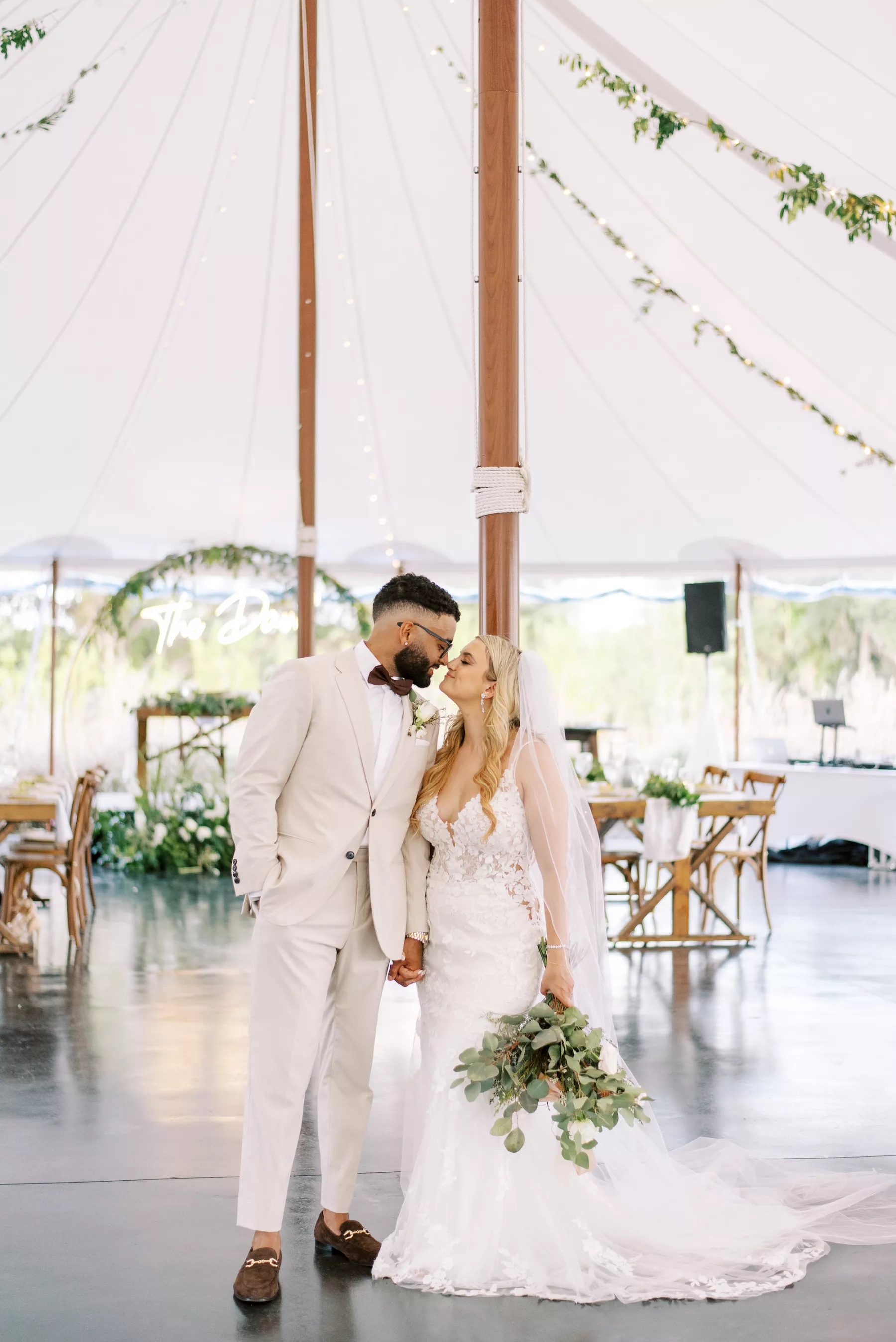 Romantic Green and White Tented Outdoor Wedding Reception Ideas | Outdoor Tampa Venue Mill Pond Estate