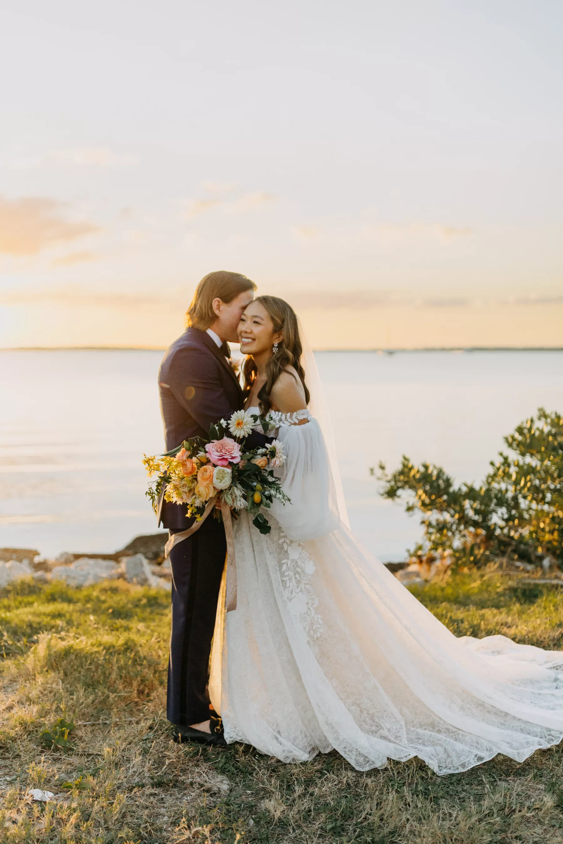 Romantic Sunset Bride and Groom Wedding Portrait | Tampa Bay Photographer Amber McWhorter Photography | Planner Coastal Coordinating