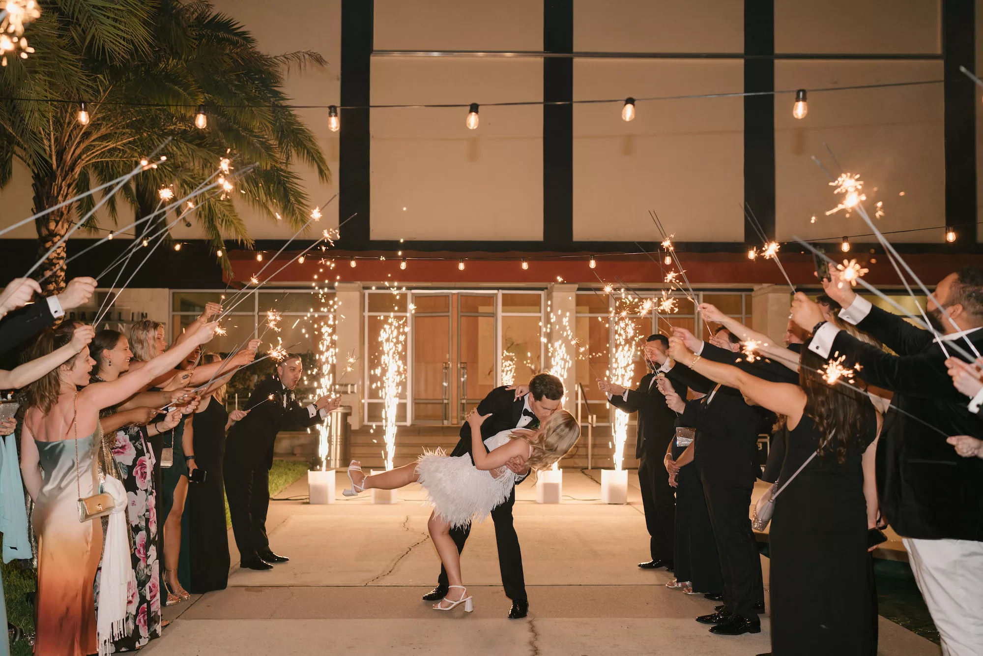 Bride and Groom Wedding Reception Sparkler and Cold Spark Machine Grand Exit Inspiration | Tampa Bay Event Venue The Vault