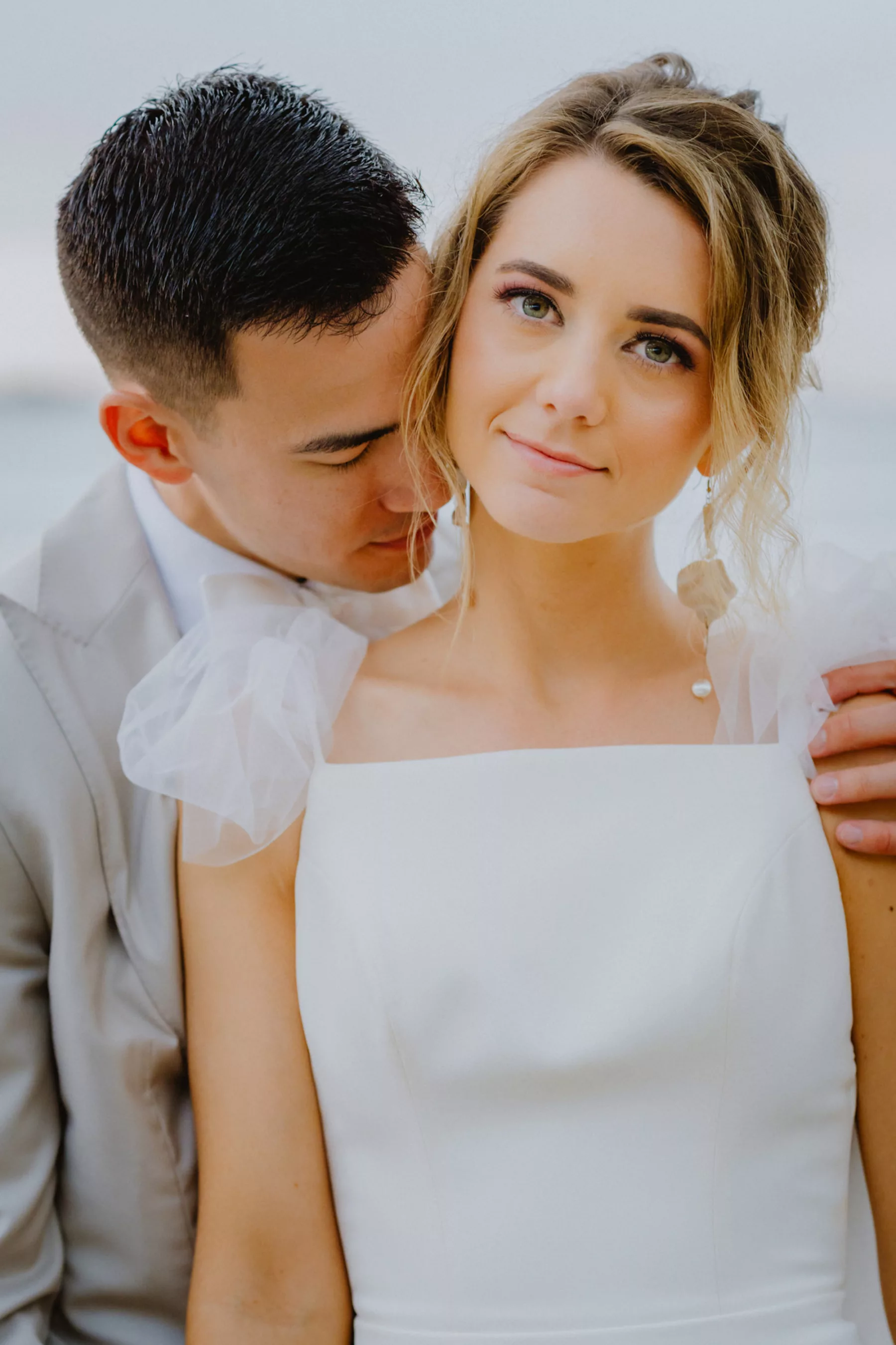 Intimate Bride and Groom Wedding Portrait | Beachy Bridal Hair and Makeup Inspiration | Tampa Bay Hair and Makeup Artist Adore Bridal | St Pete Photographer and Videographer Mars and the Moon Films