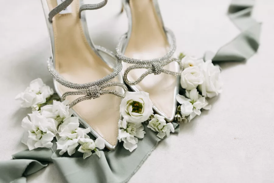 Silver Crystal Rhinestone Bow Wedding Shoe Ideas