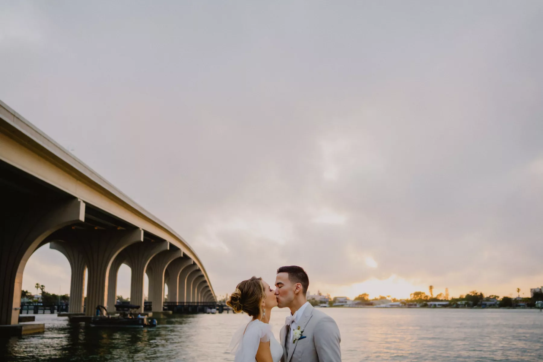 Bride and Groom Sunset Wedding Portrait | St Pete Photographer and Videographer Mars and the Moon Films