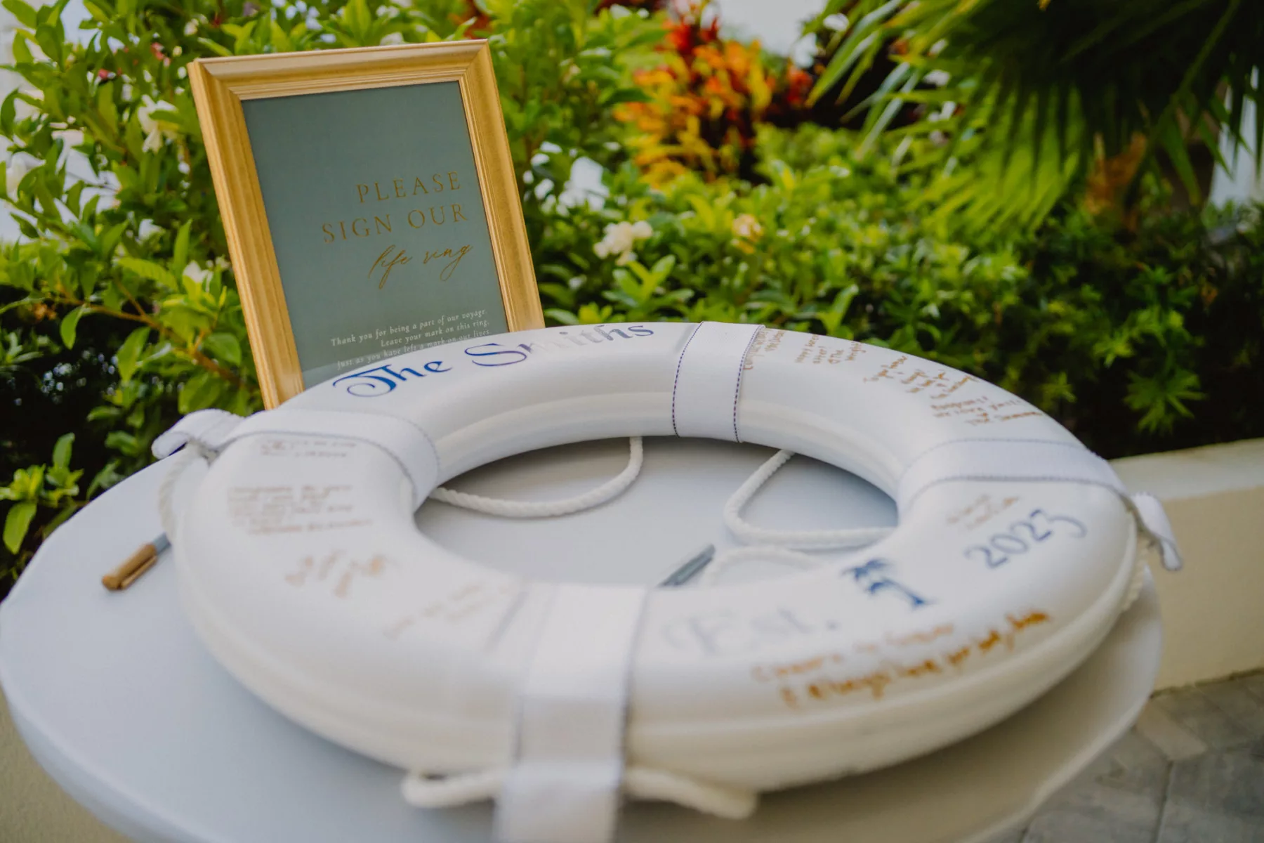 Life Ring Buoy Guest Book Inspiration for Tropical Beach Wedding