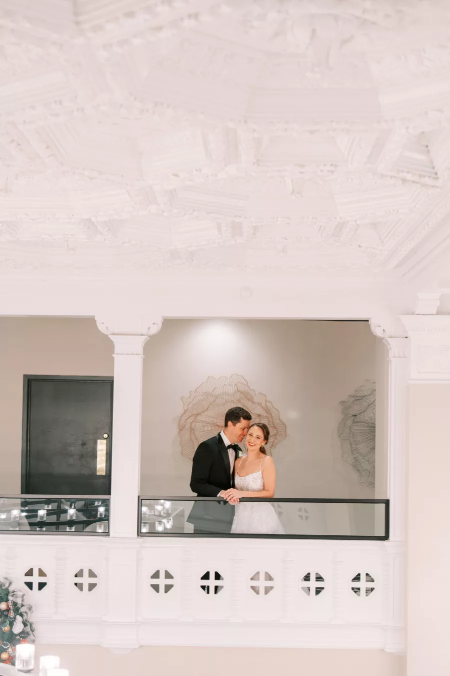 Intimate Bride and Groom Balcony Wedding Portrait | Tampa Bay Photographer Eddy Almaguer Photography | Event Venue Hotel Flor