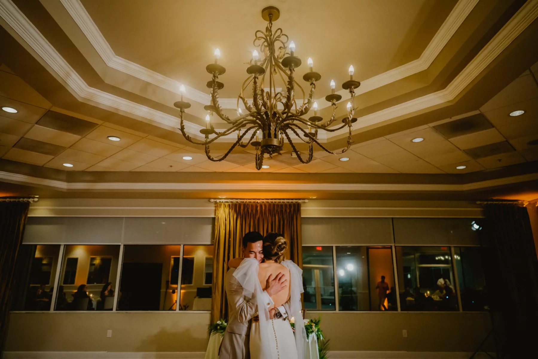 Romantic Bride and Groom First Dance Wedding Portrait | St Pete DJ Grant Hemond and Associates | Waterfront St Pete Venue Isla Del Sol Yacht and Country Club