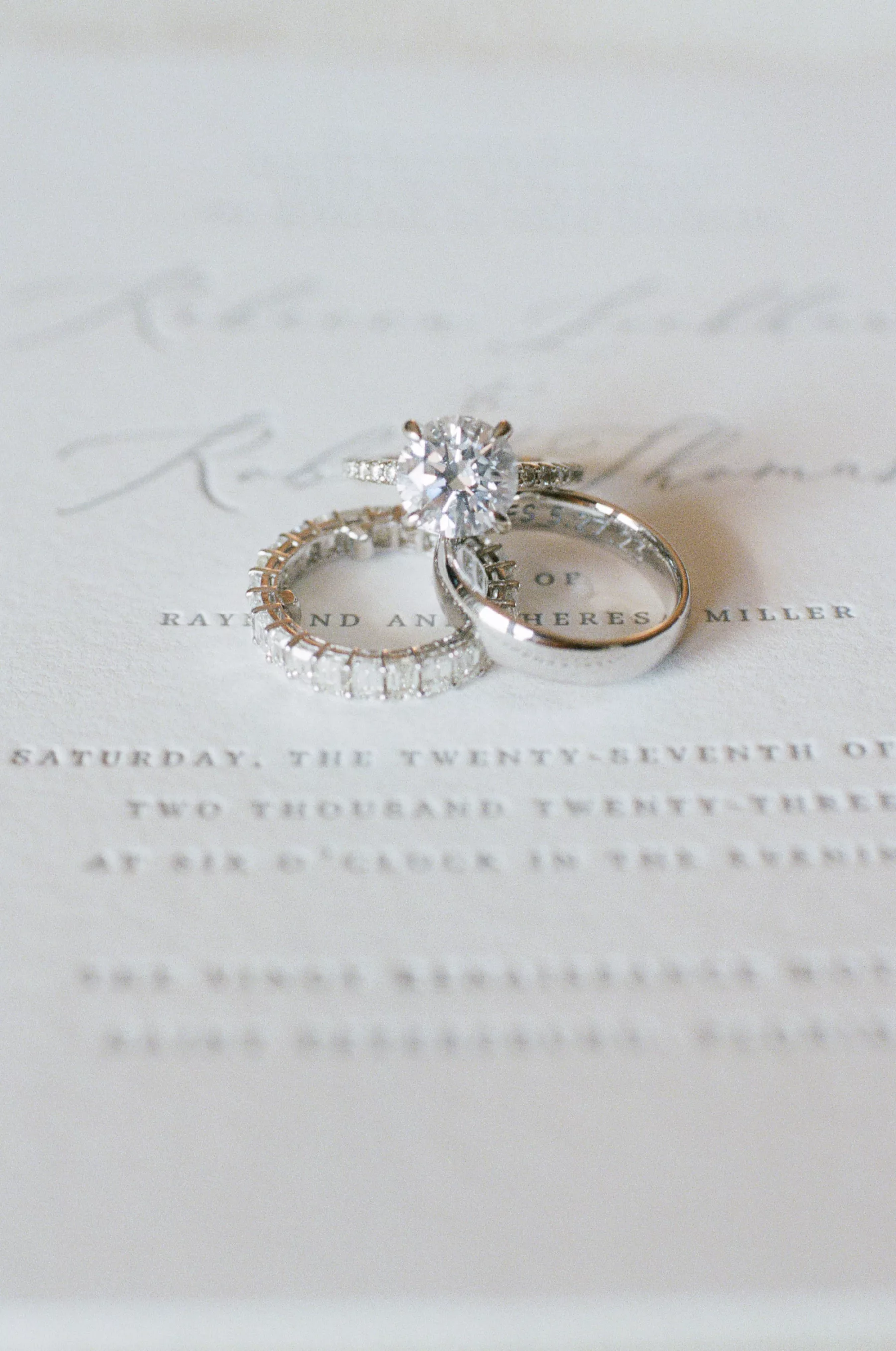 Round Engagement Ring with Eternity Diamond Wedding Band