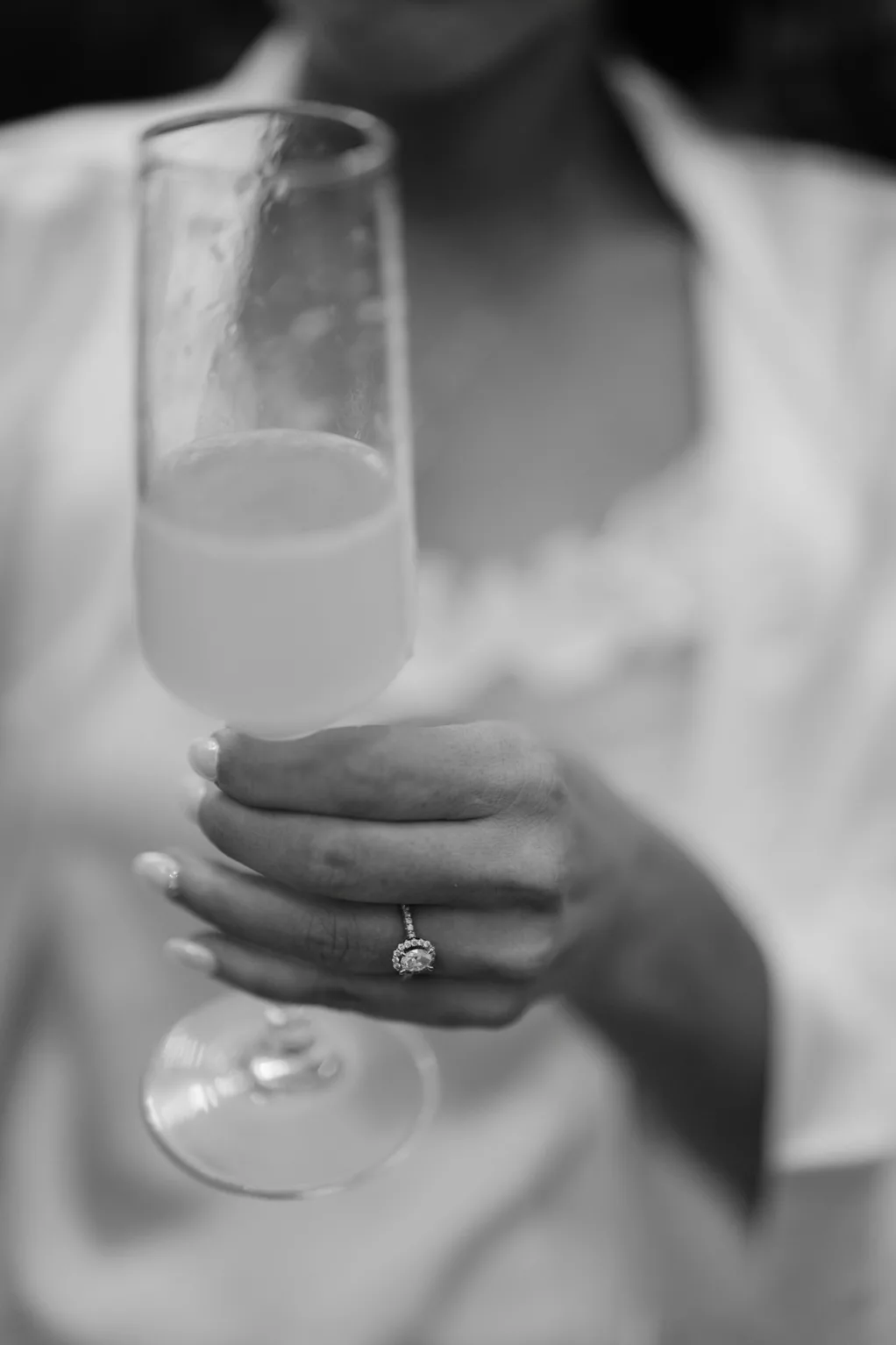 Oval Diamond Engagement Ring Inspiration | Black and White Bride Getting Ready Wedding Portrait | Tampa Wedding Photographer Sabrina Autumn Photography