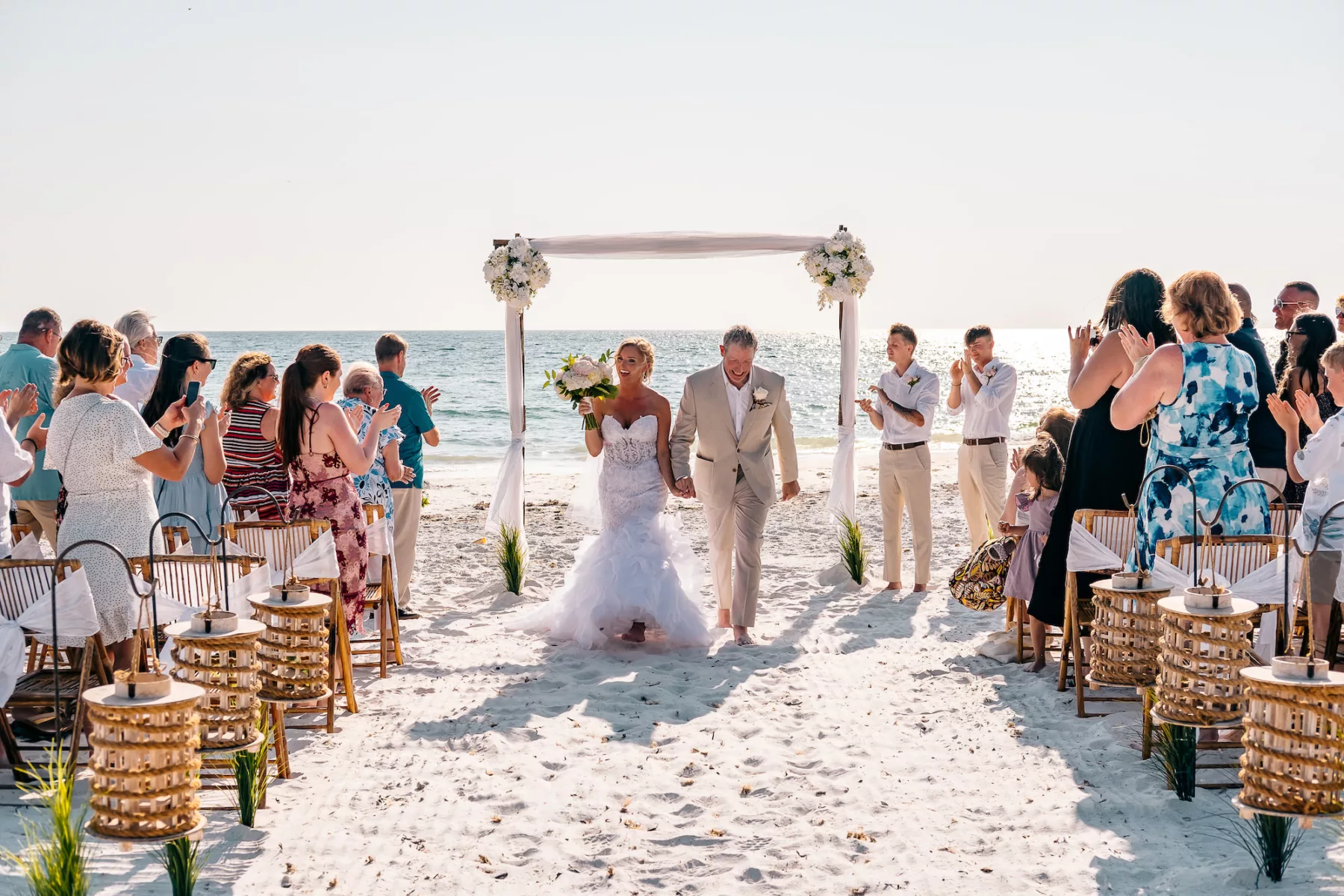 Bride and Groom Just Married Beach Wedding Portrait | Tampa Bay Event Planner Gulf Beach Weddings