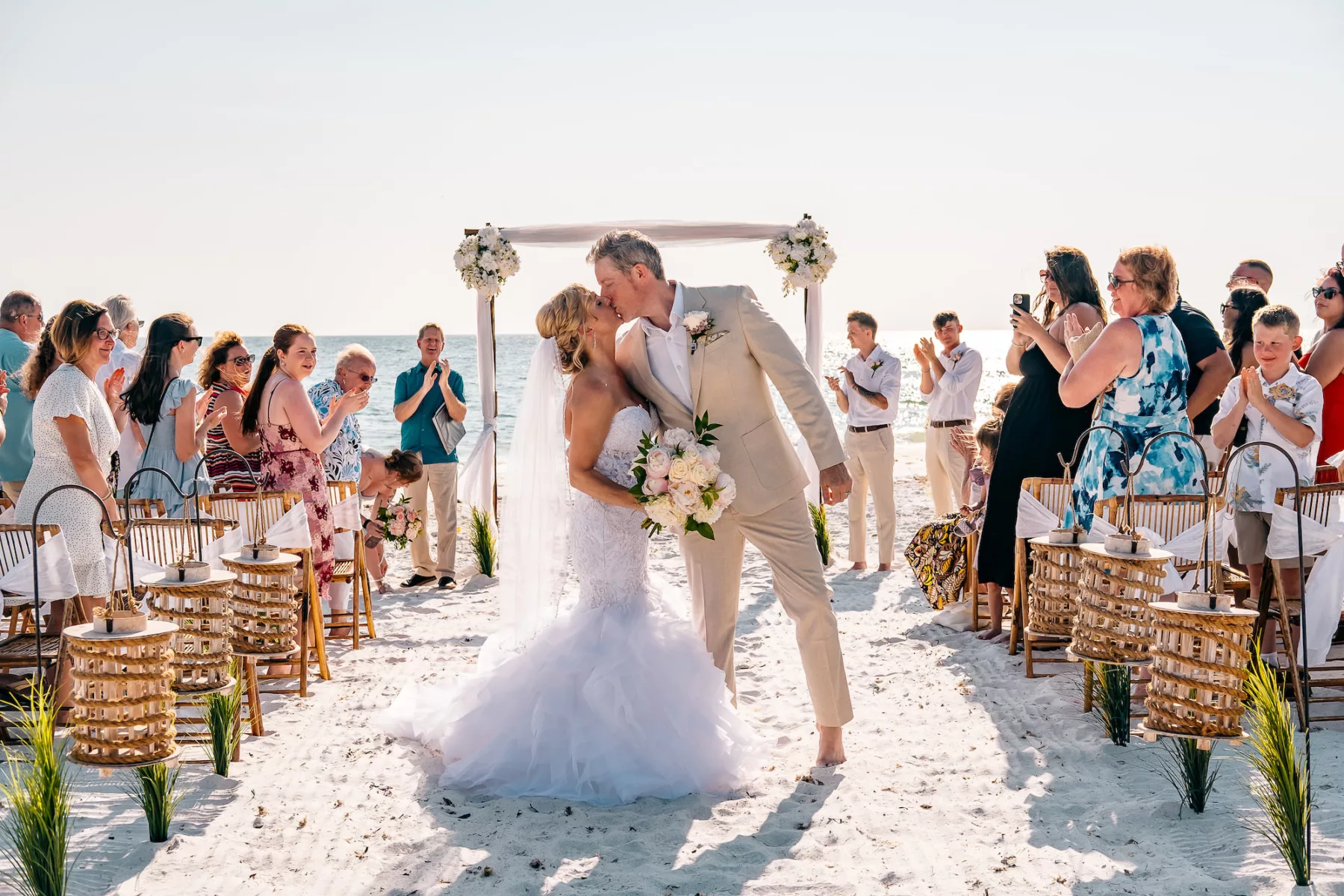 Bride and Groom Just Married Beach Wedding Portrait | Bradenton Event Planner Gulf Beach Weddings