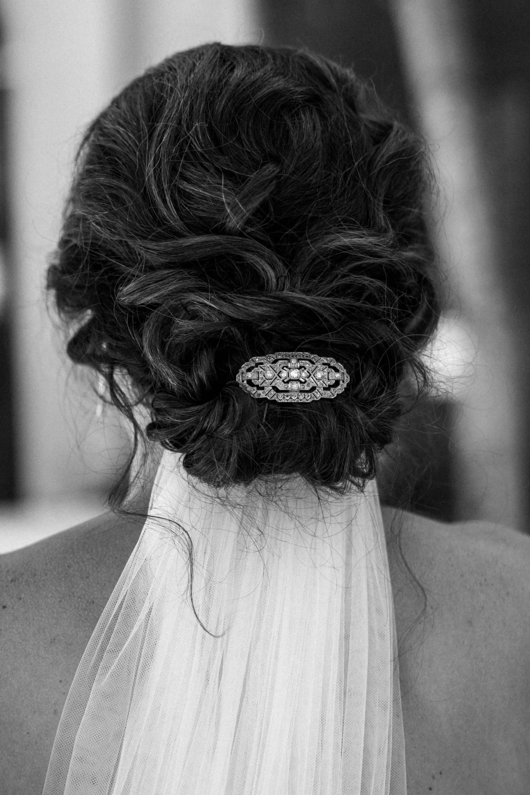 Romantic Low Bun with Veil Wedding Hair Inspiration
