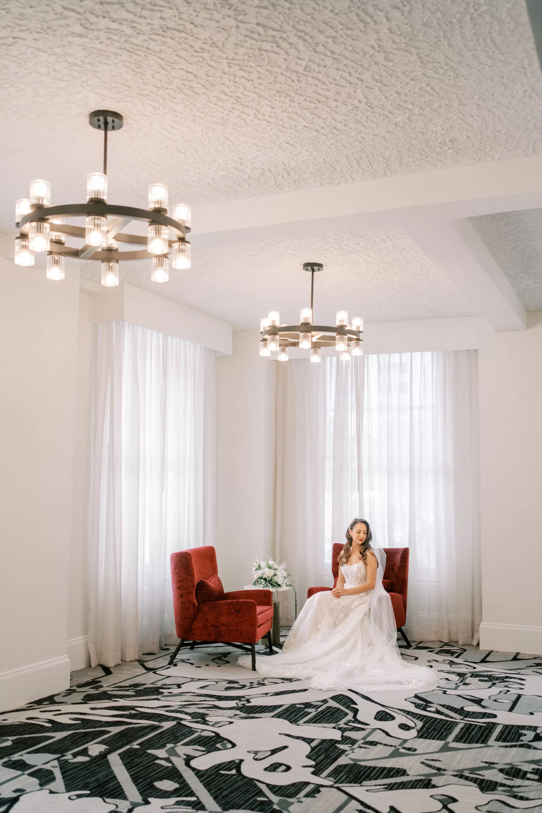 Bride Getting Ready Wedding Portrait | Nude and Ivory Beaded Lace A-line Wedding Dress Ideas | Boutique Truly Forever Tampa | Tampa Bay Event Venue Hotel Flor