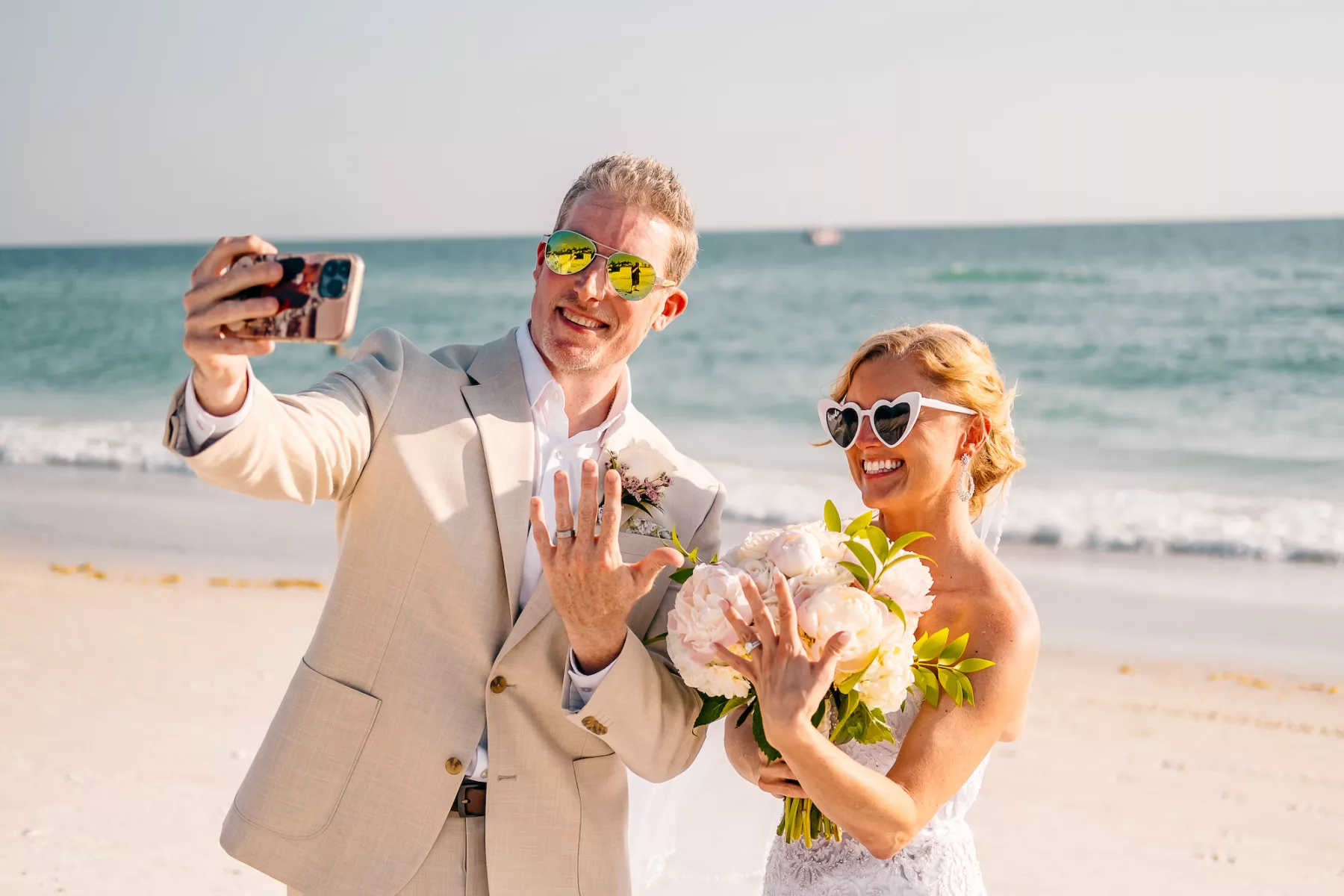 Bride and Groom Just Married Wedding Portrait | Bradenton Event Planner Gulf Beach Weddings