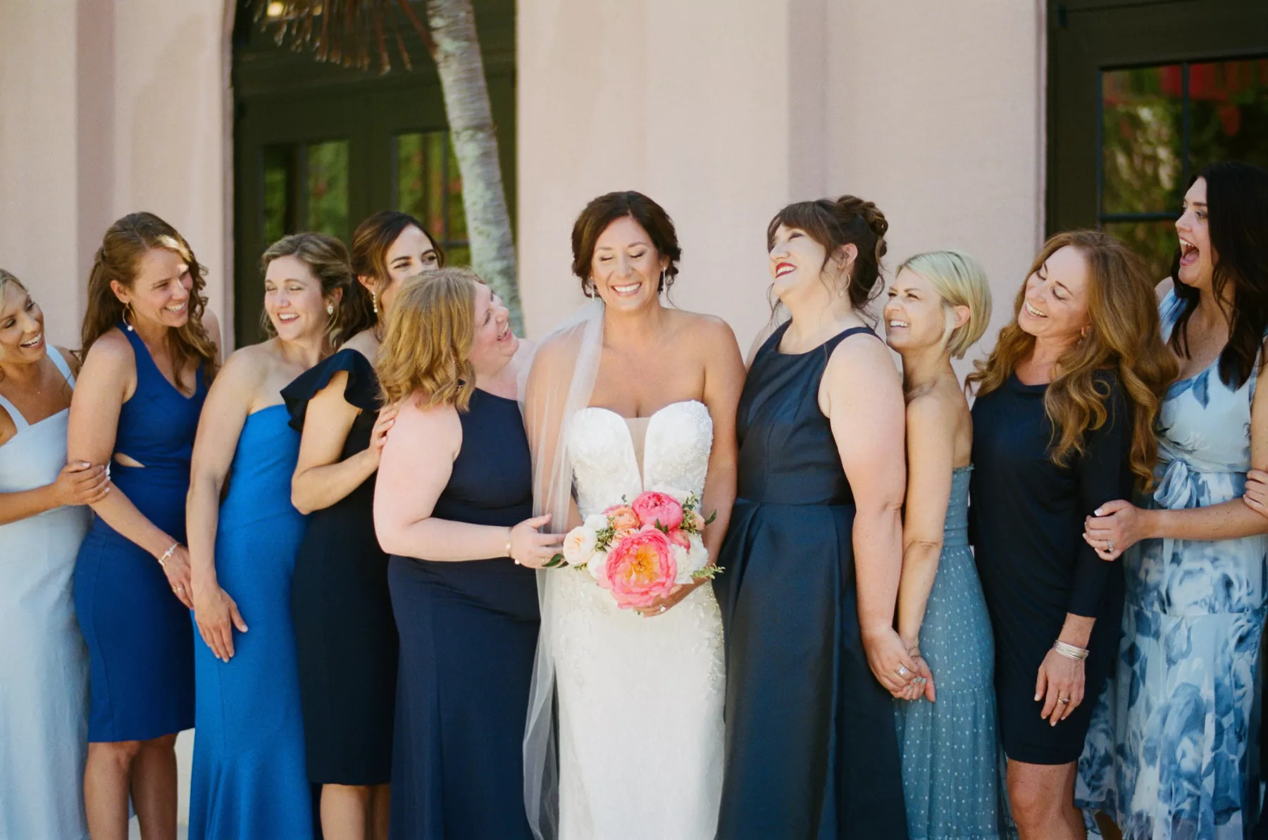 Mismatched Blue Bridesmaids Dresses for Wedding Day Ideas