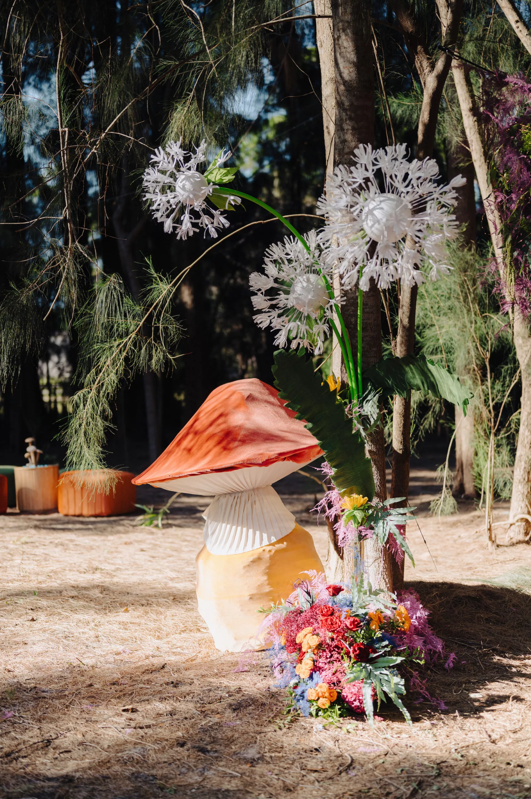 Whimsical Boho Forest Wedding Ceremony Flower Ideas | Mushroom Altar Decor Ideas