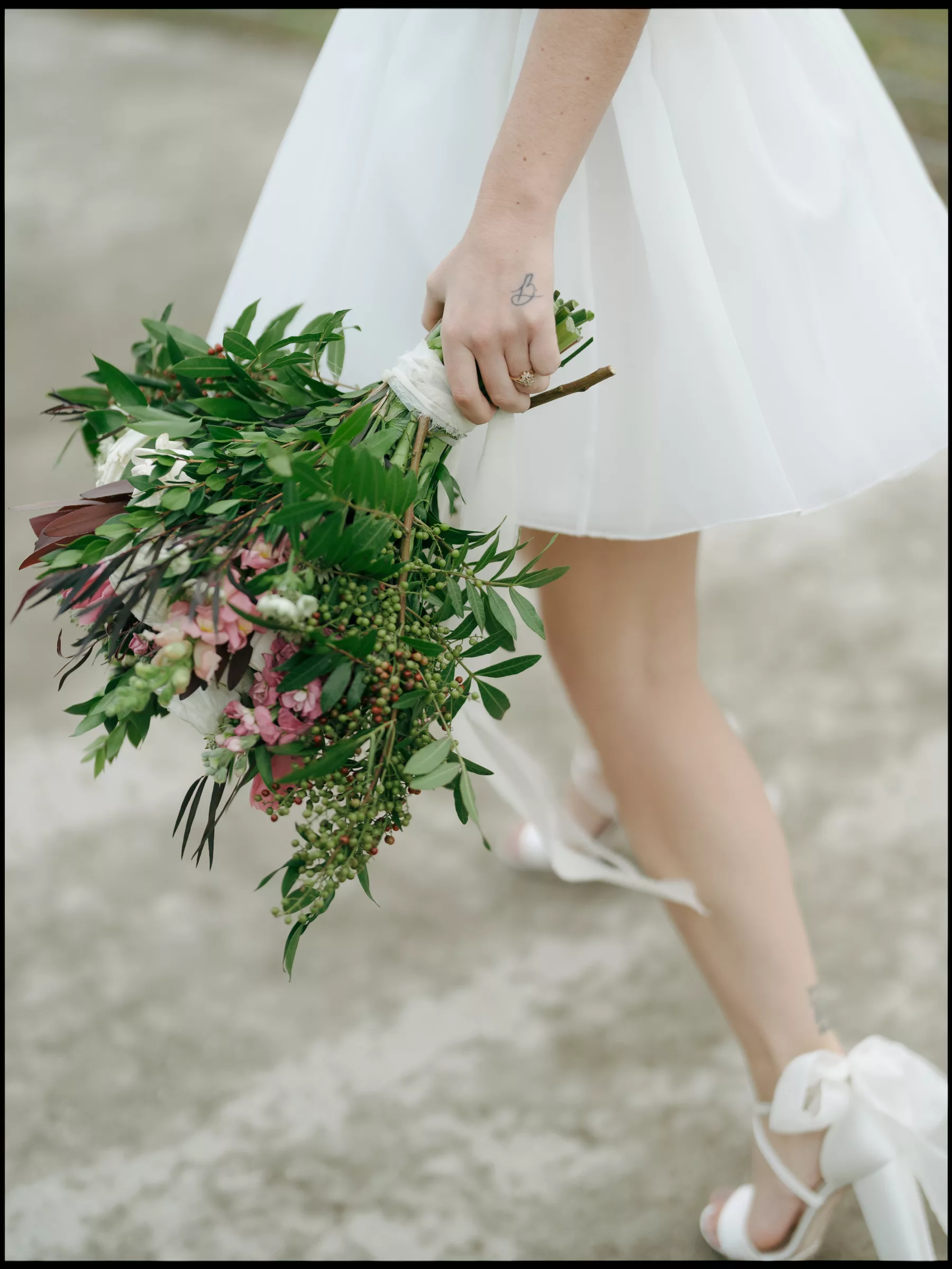 White Roses, Pink Tulips, Chrysanthemum, and Greenery Bouquet Inspiration | Tampa Bay Florist Save The Date Florida