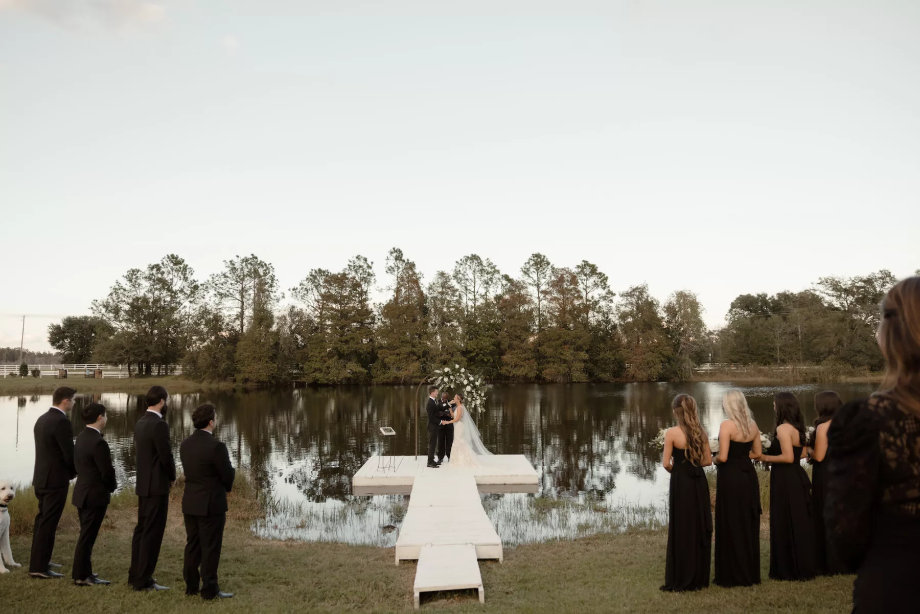 Waterfront Dock Fall Wedding Ceremony Inspiration | Central Florida Photographer and Videographer Evoke Photo and Film