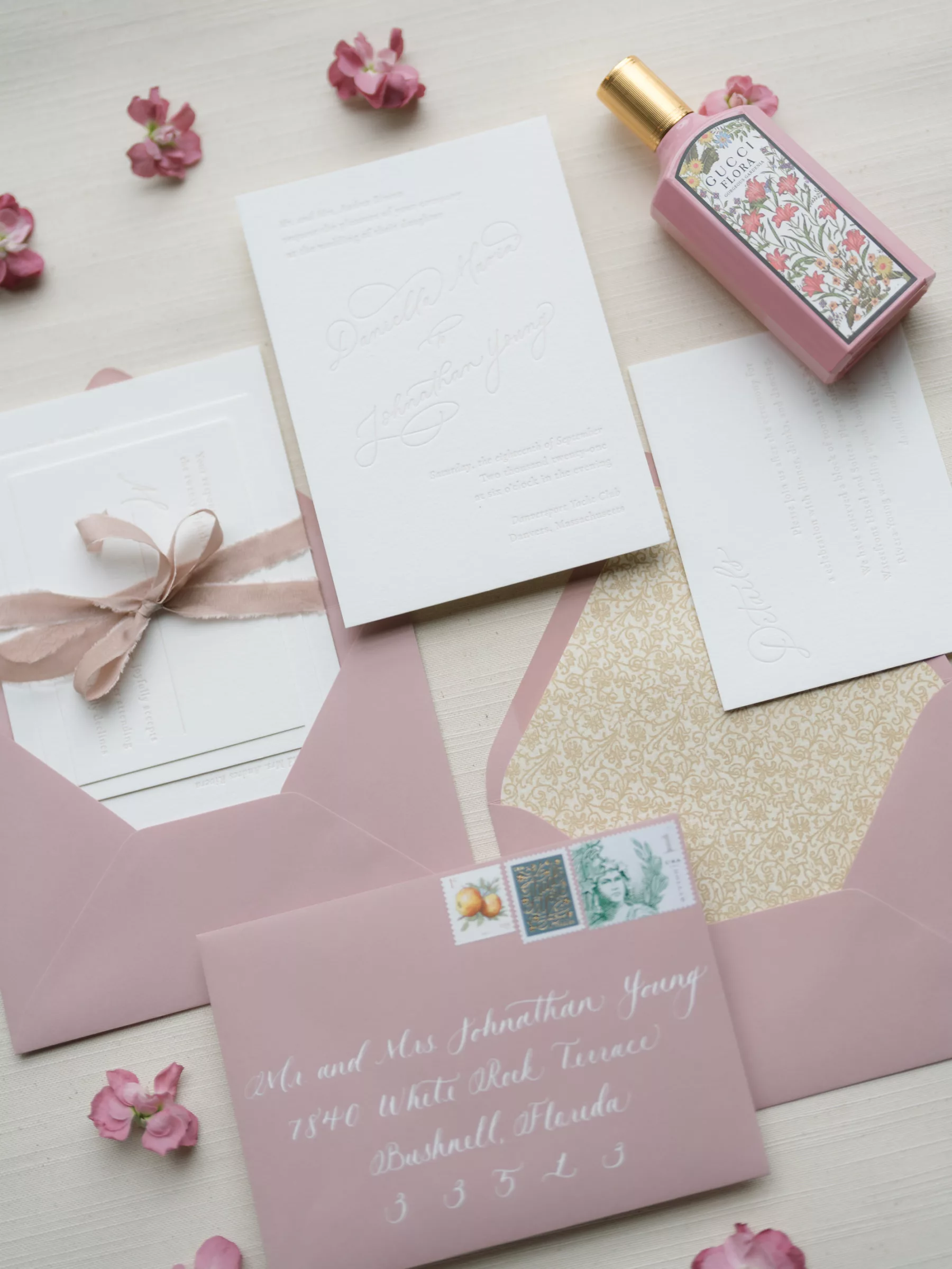 Blush Pink, Mauve Spring Wedding Invitation Suite Ideas