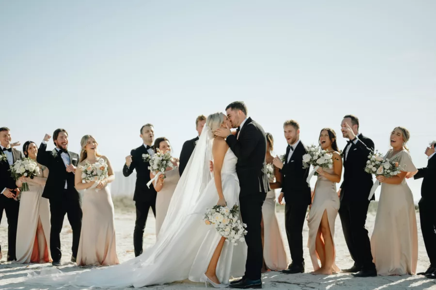 Romantic Bride and Groom Beach Wedding Portrait | Clearwater Photographer and Videographer J&S Media | Tampa Bay Content Creator Behind The Vows