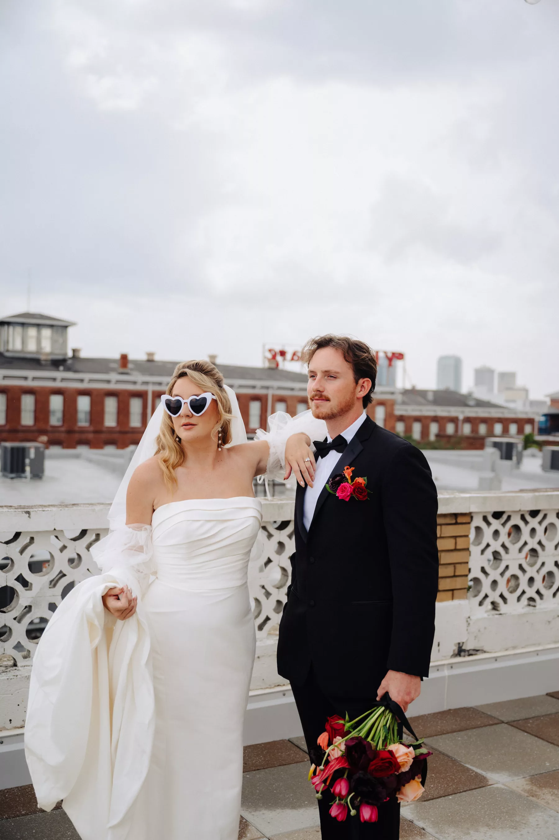 Bride and Groom Rooftop Wedding Portrait | Tampa Bay Photographer McNeile Photography | Planner EventFull Weddings