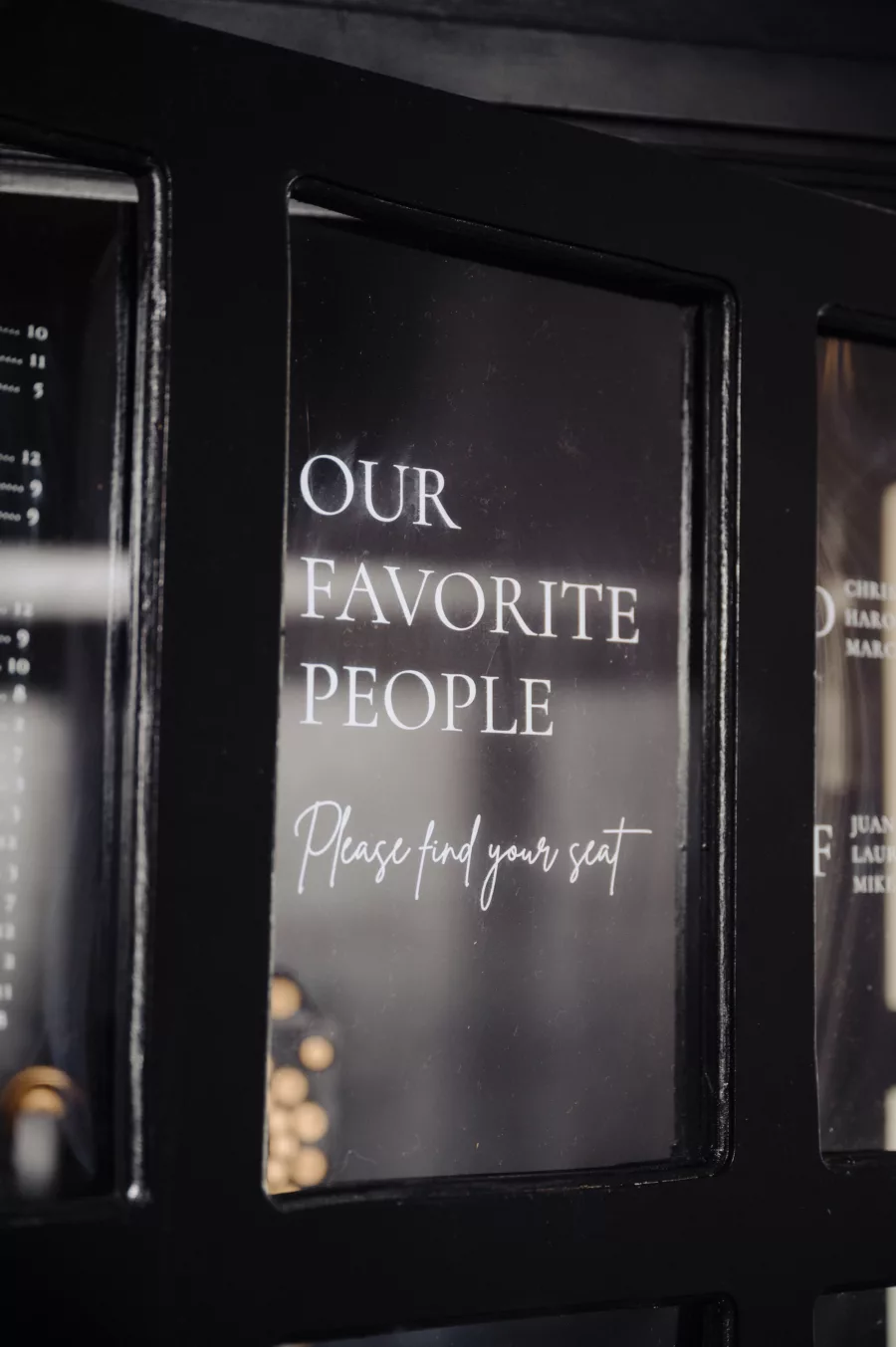 Our Favorite People Black Phone Booth Wedding Reception Seating Chart Ideas