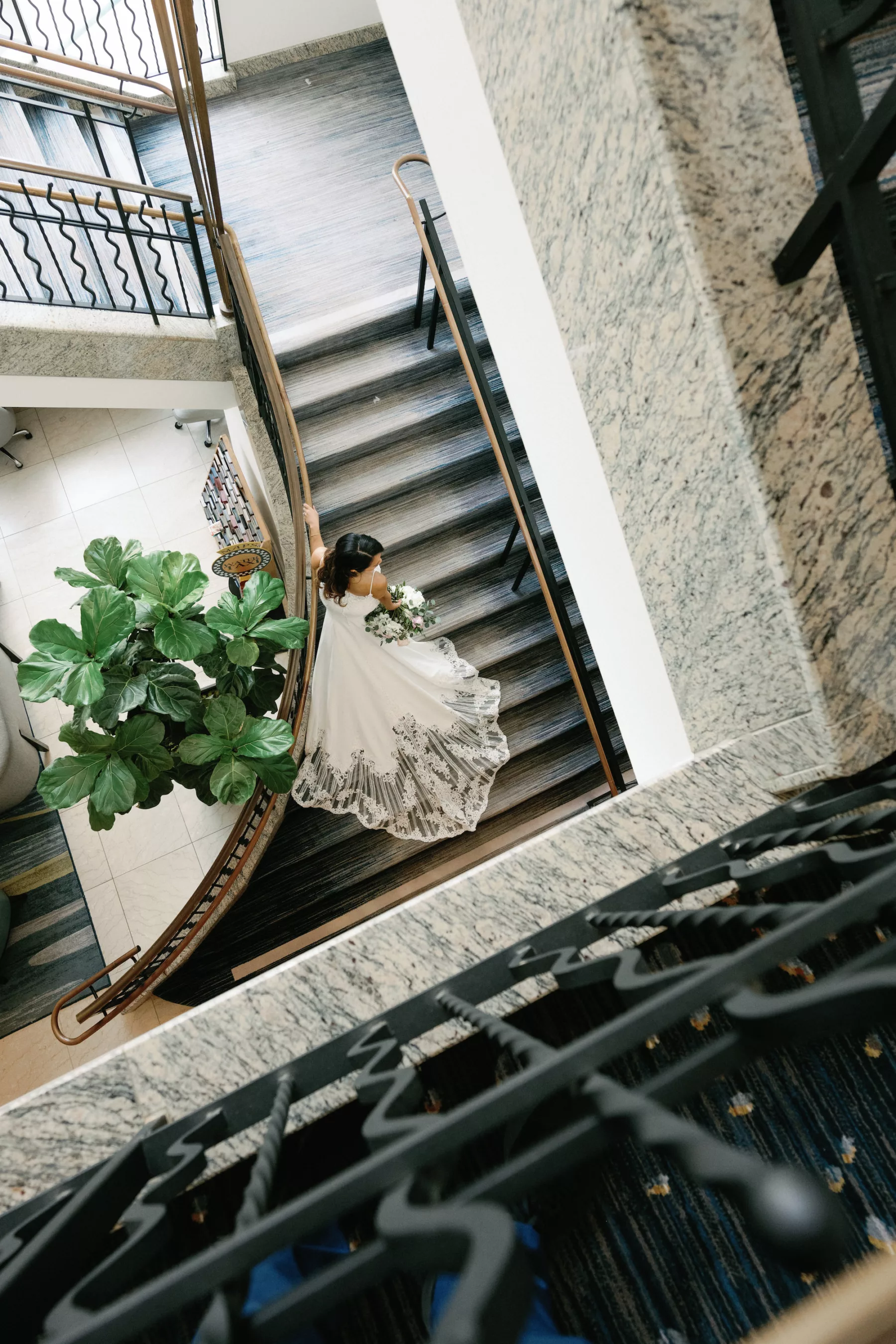 Bride Ascending the Stairs Wedding Portrait | Tampa Bay Photographer Dewitt For Love