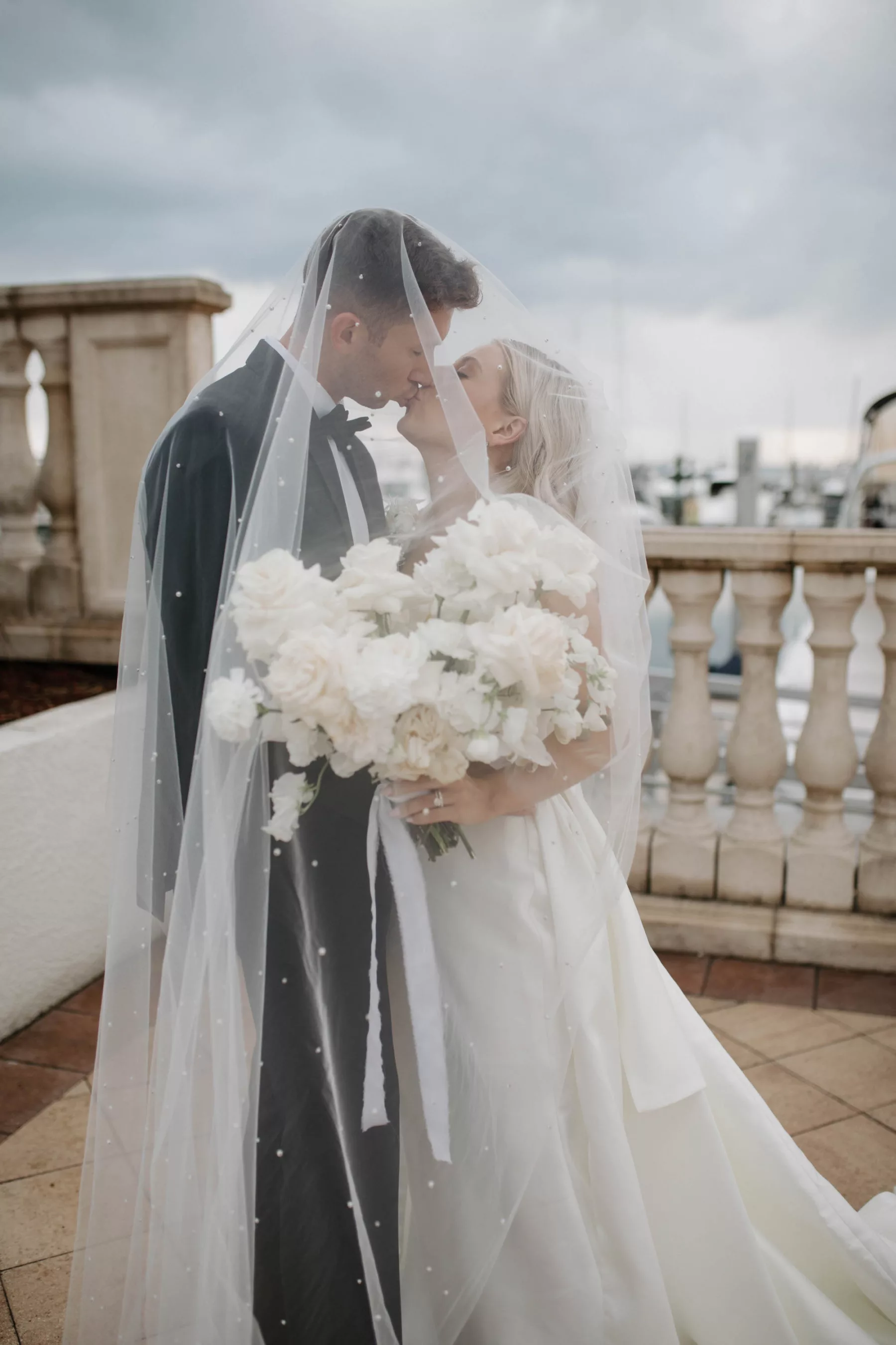 Romantic Bride and Groom Just Married Wedding Portrait | Tampa Bay Event Venue Westshore Yacht Club