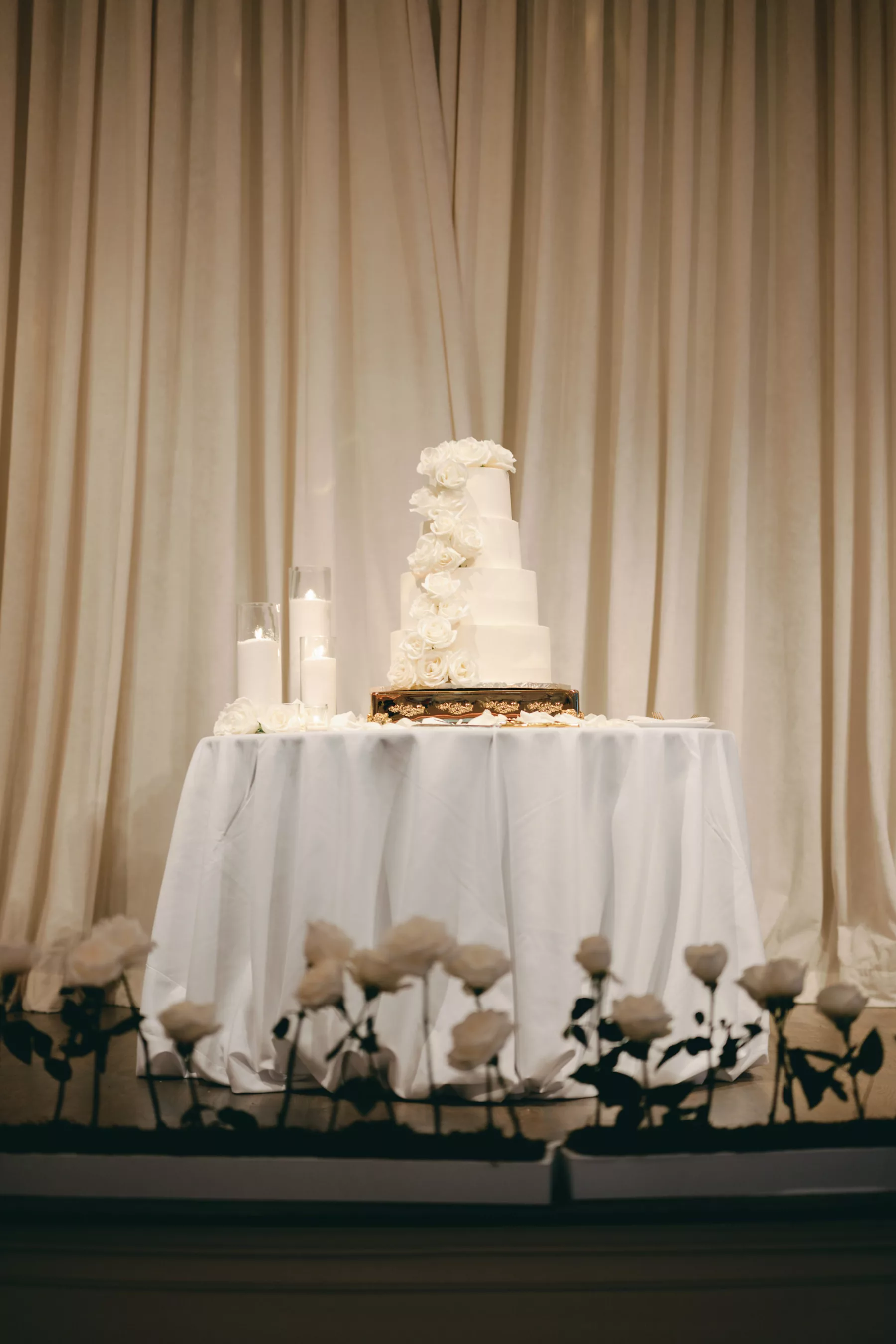 Timeless White Wedding Cake Table Inspiration