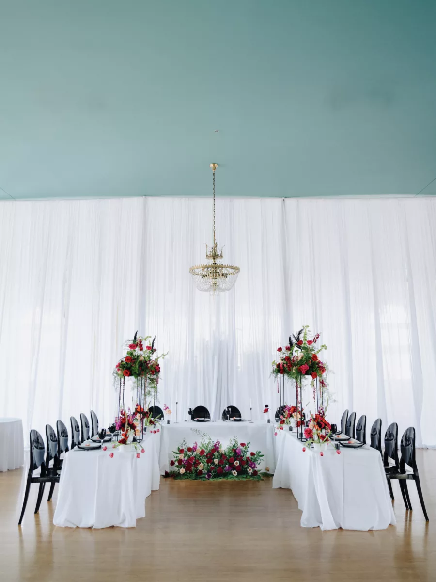 Intimate Modern Black and Pink Italian Inspired Wedding Reception Ideas | Tampa Bay Event Planner Eventfull Weddings | Ybor Rentals A Chair Affair | Venue Cuban Club | Florist Save the Date Florida