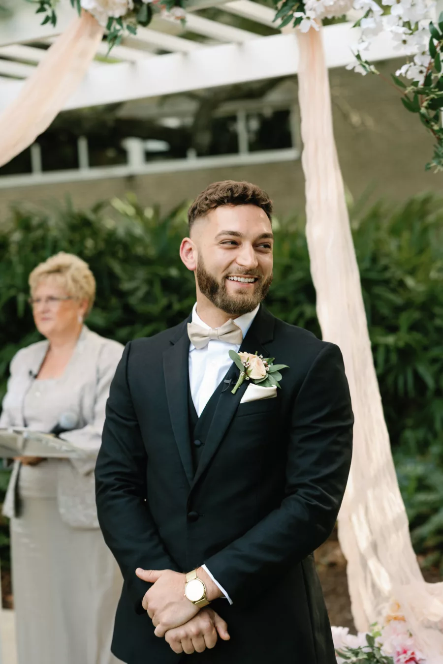 Groom's Reaction to Bride Walking Down Wedding Aisle
