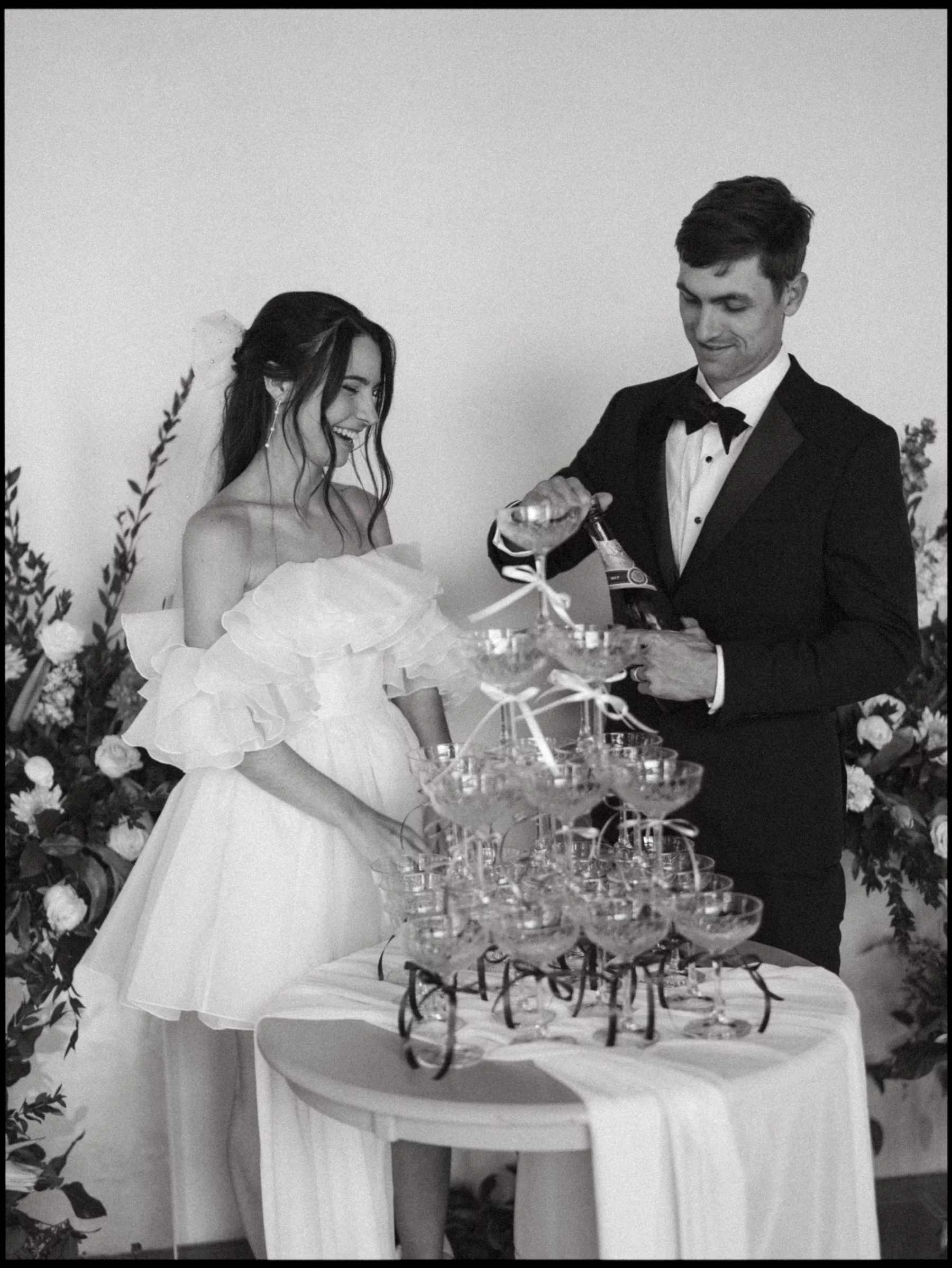 Bride and Groom Wedding Reception Champagne Tower Ideas | Tampa Bay Film Photographer Amber Yonker Photography