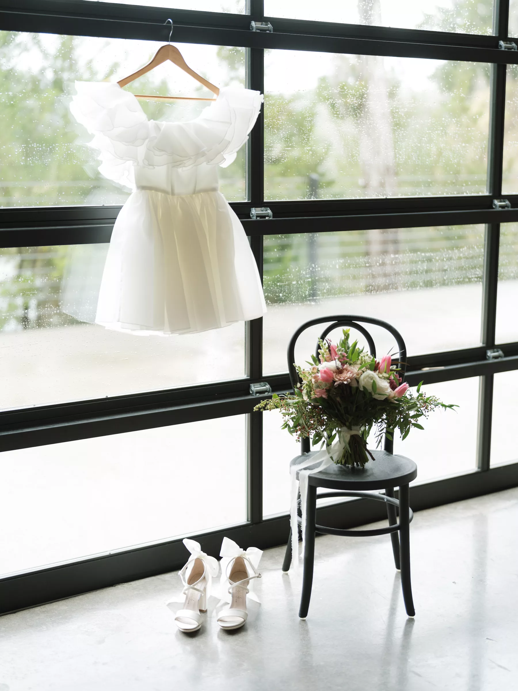 Off The Shoulder Ruffle Short Mini Wedding Dress Inspiration