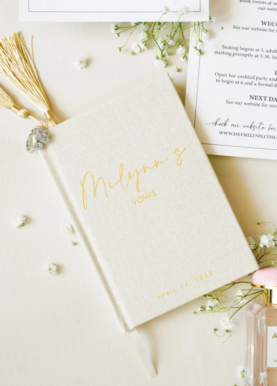 Gold and Tan Custom Wedding Vow Book Ideas