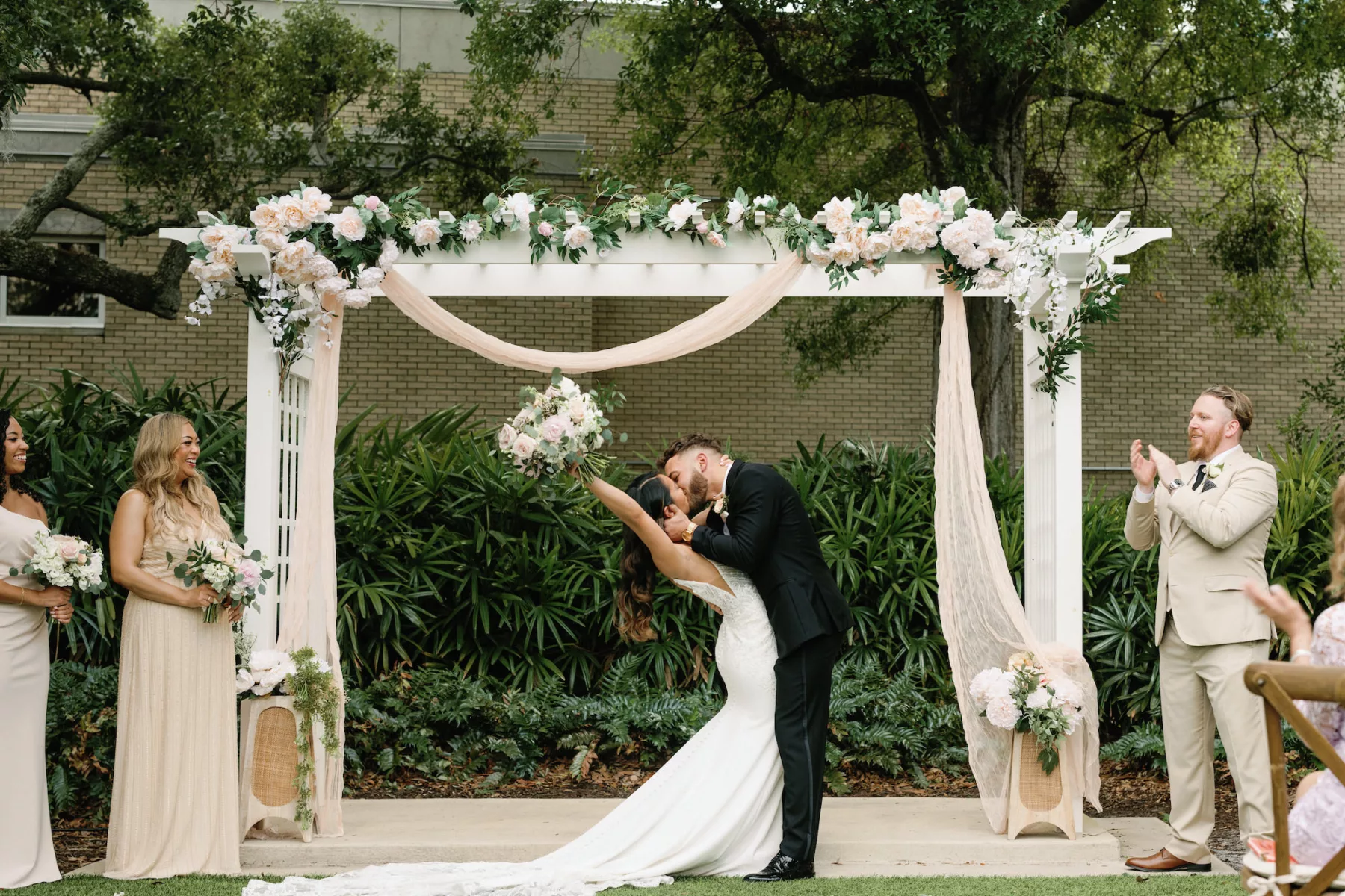 Bride and Groom First Kiss Wedding Portrait | Tampa Bay Photographer Dewitt For Love