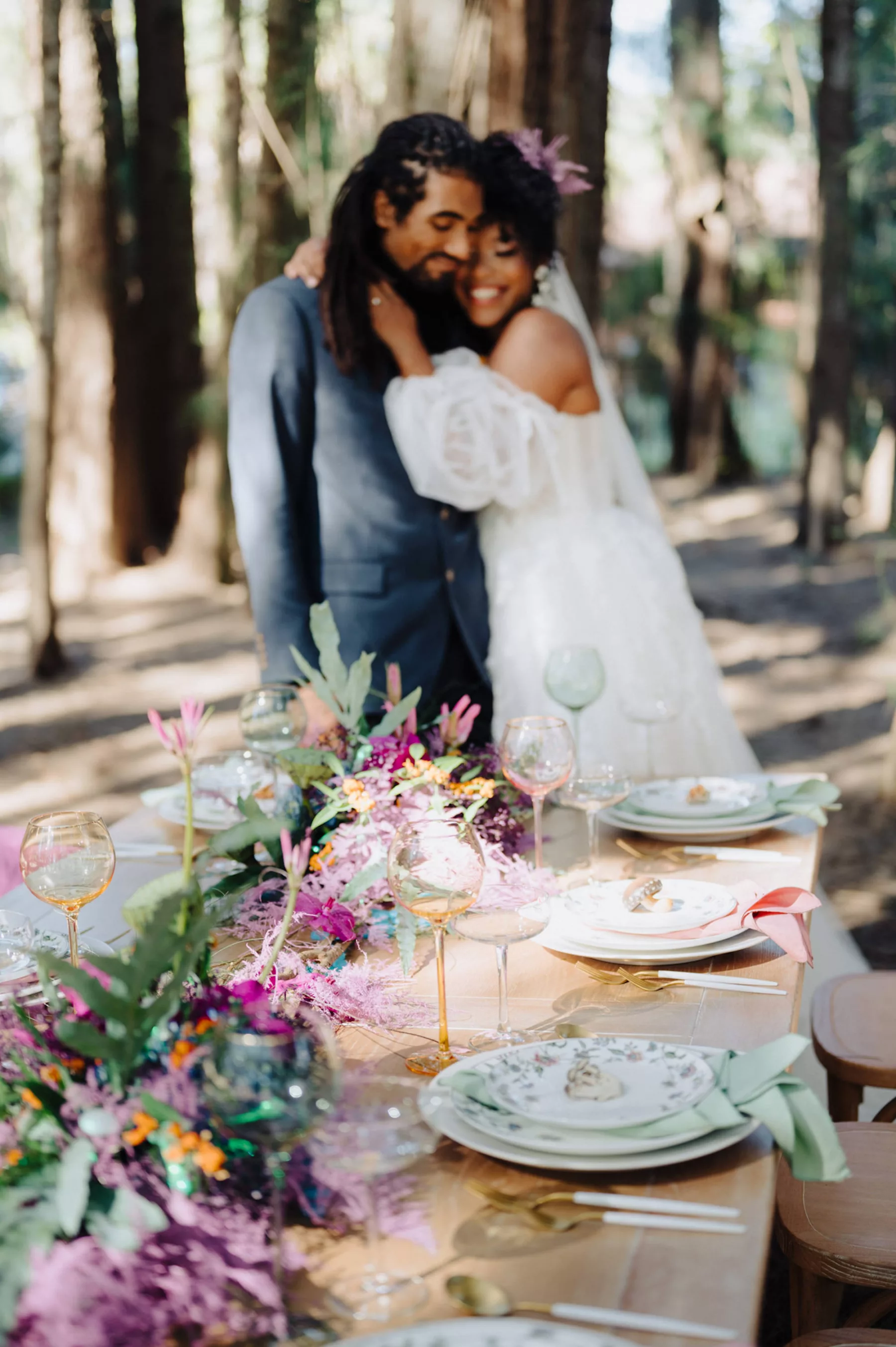 Whimsical Forest Wedding Reception Tablescape Ideas | Tampa Bay Planner Wilder Mind Events | Photographer McNeile Photography | Content Creator Behind The Vows | Outdoor Private Estate Wedding Venue Royal Pine Estate