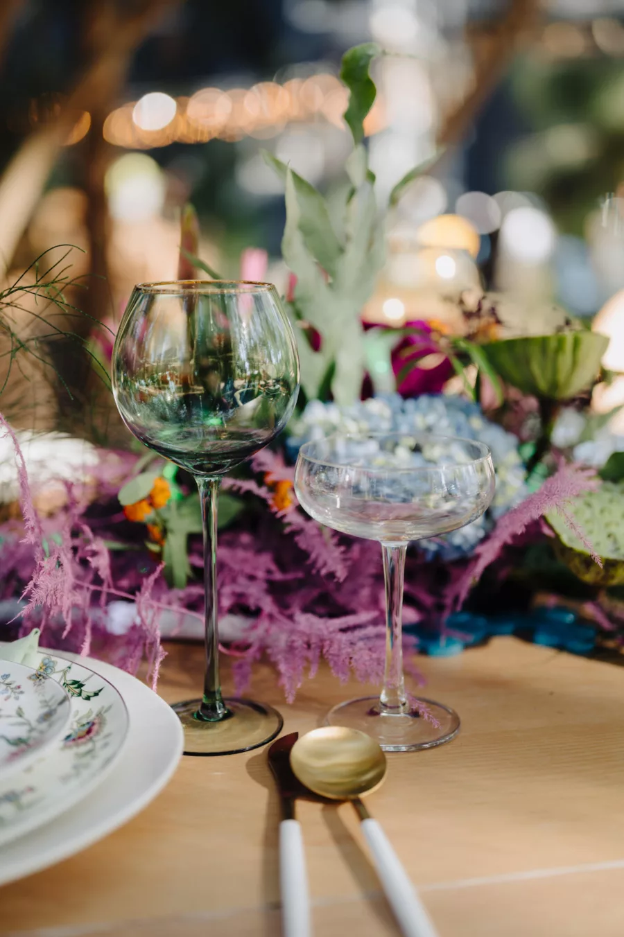 Whimsical Wedding Reception Vintage Glassware Ideas