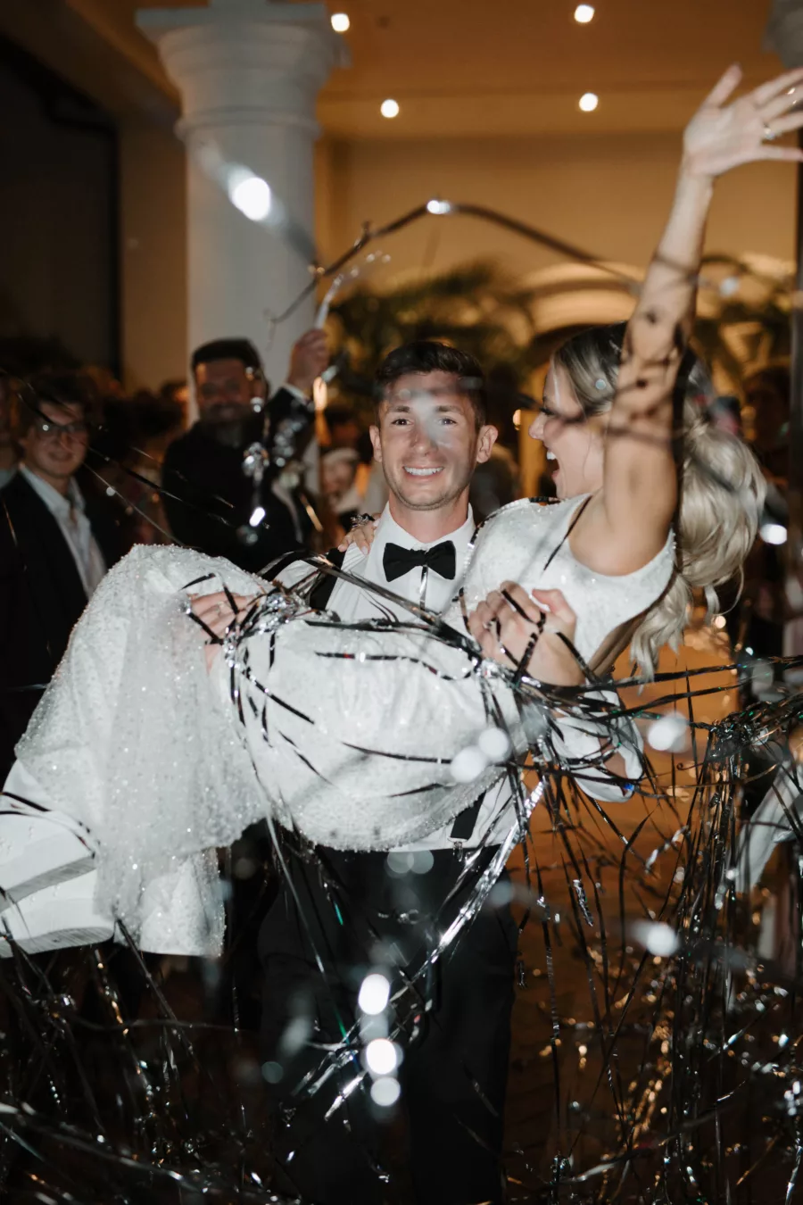 Silver Streamer Wedding Reception Grand Exit Ideas