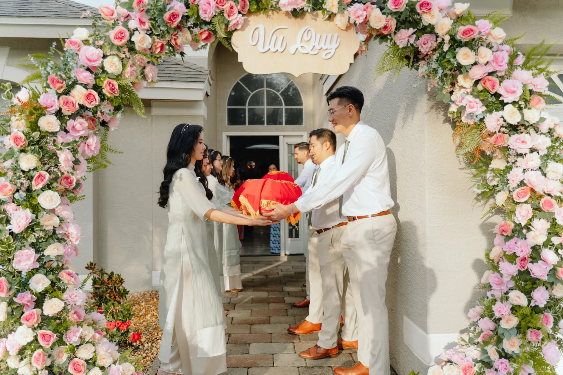 Bridal Party at Asian Wedding Tea Ceremony Inspiration