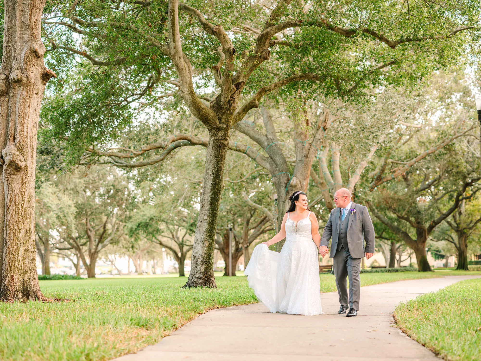 Bride and Groom First Look Wedding Portrait Downtown St Pete North Straub Park