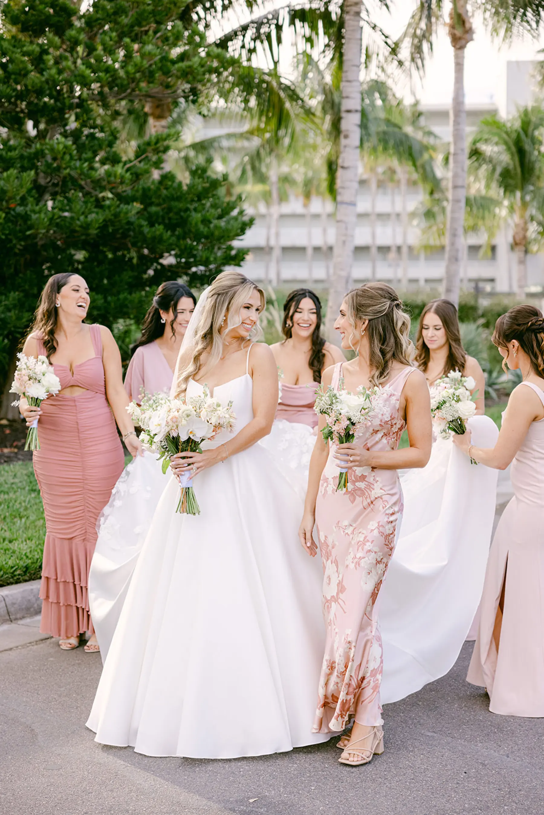 Blush Pink Mismatched Bridesmaid Dress Inspiration | Sarasota Hair and Makeup Artist Femme Akoi Beauty Studio
