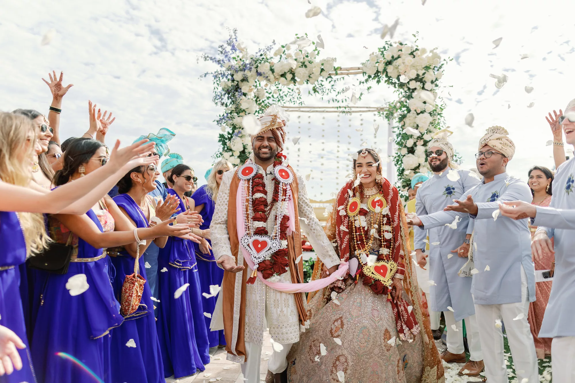 Bride and Groom Hindu Wedding Ceremony Inspiration | Blue Wedding Party Attire Ideas | St Pete Event Planner Coastal Coordinating