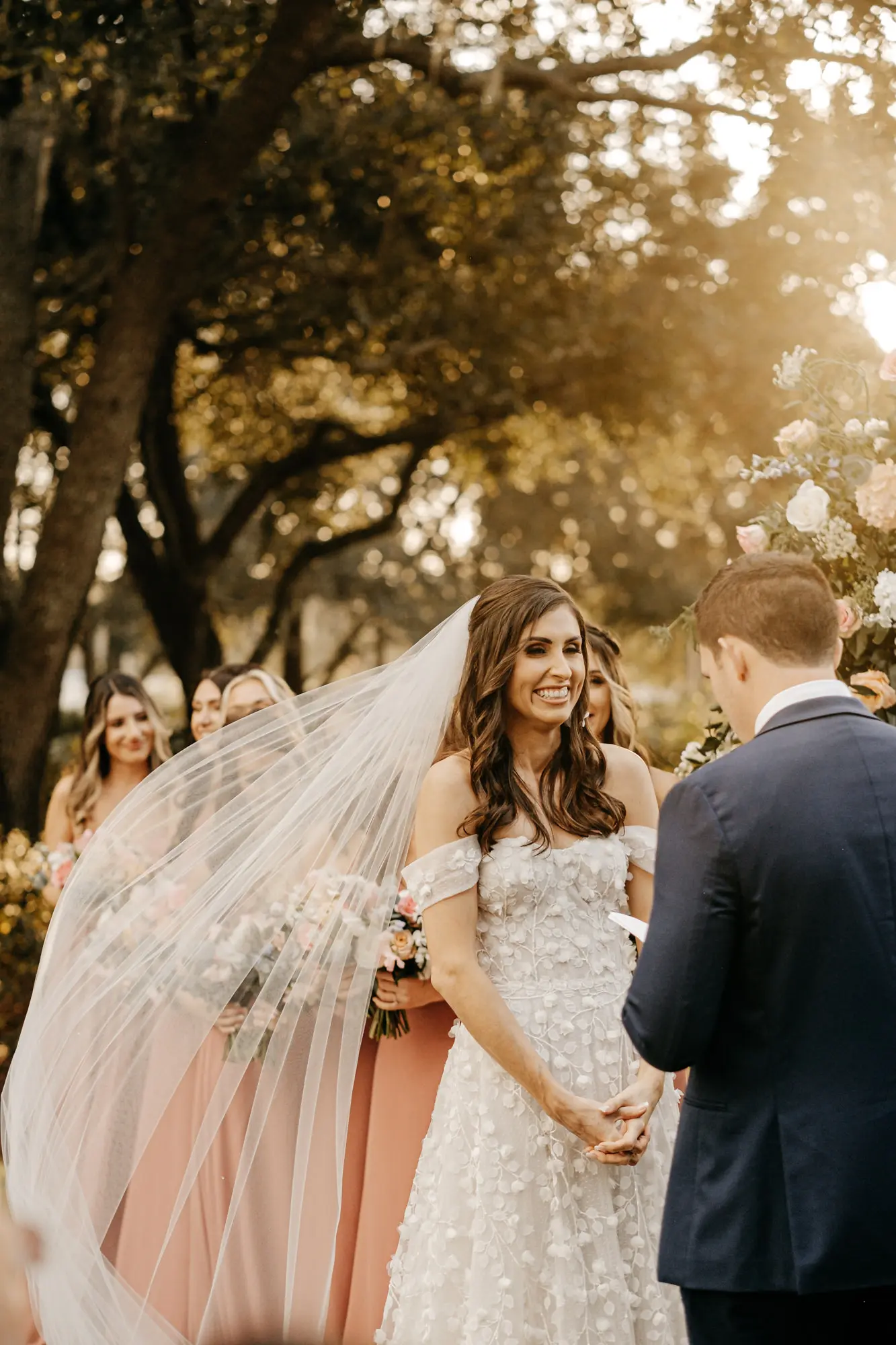 Bride and Groom Outdoor Spring Wedding Ceremony Vow Exchange | Tampa Hair and Makeup Artist Femme Akoi Beauty Studio