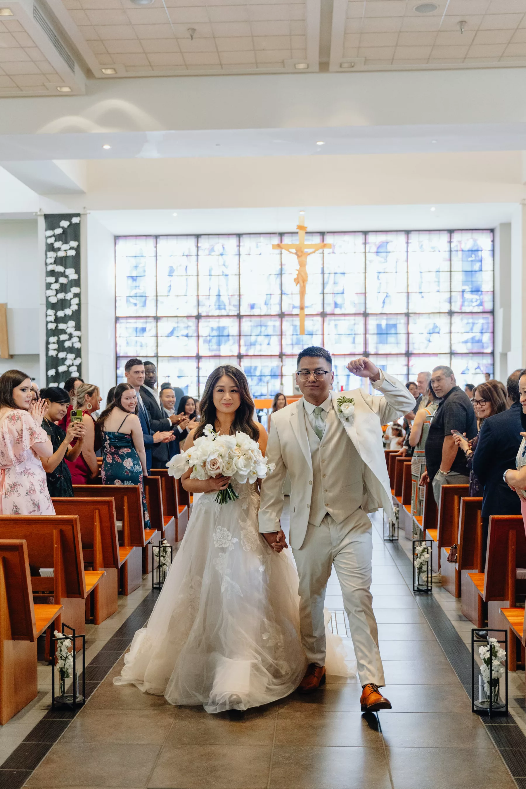 Bride and Groom Just Married Wedding Portrait | Lakeland St. Paul Catholic Church