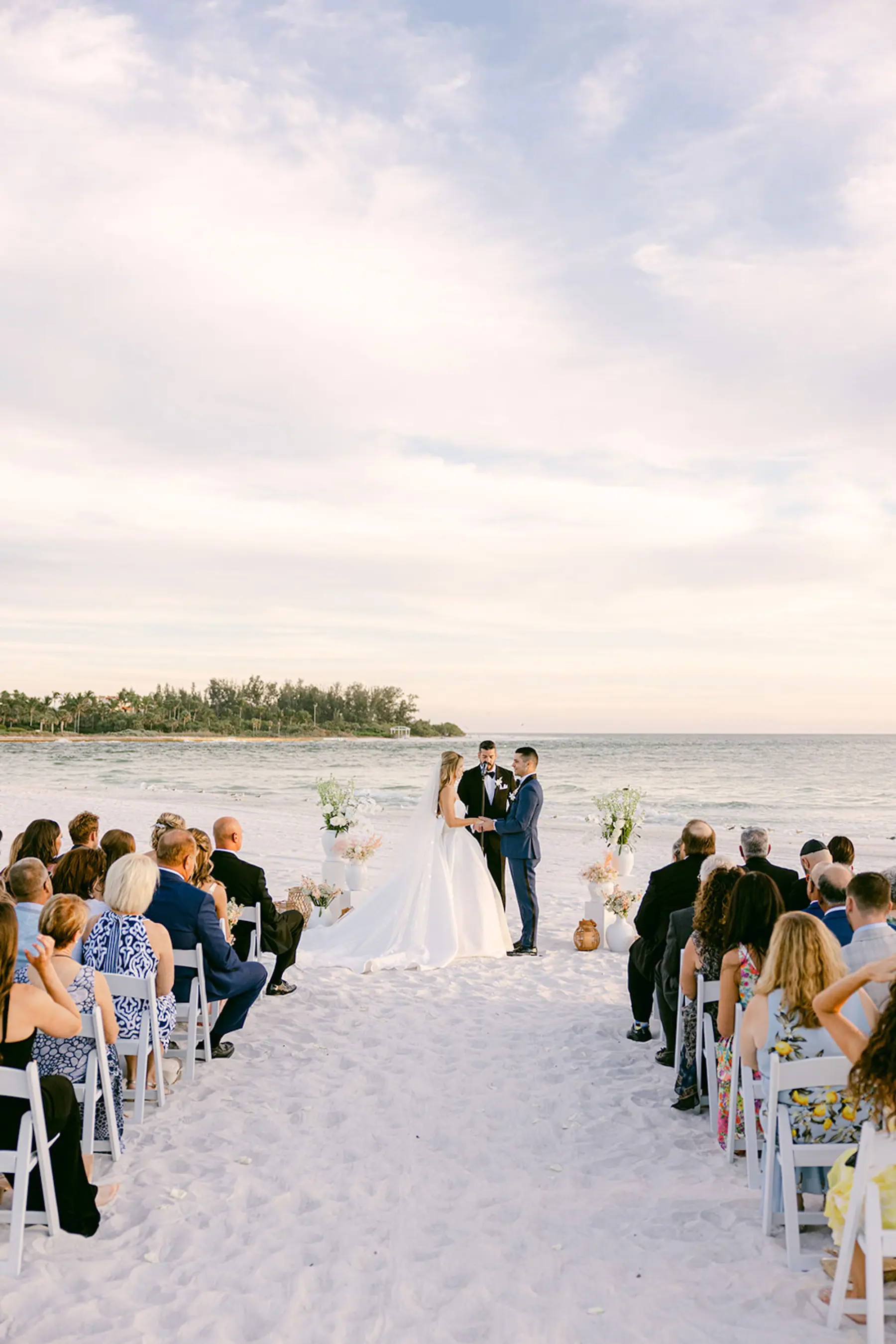 Bride and Groom Outdoor Florida Wedding Ceremony Ideas | Sarasota Waterfront Beach Venue The Resort at Longboat Key Club | Planner Elegant Affairs by Design