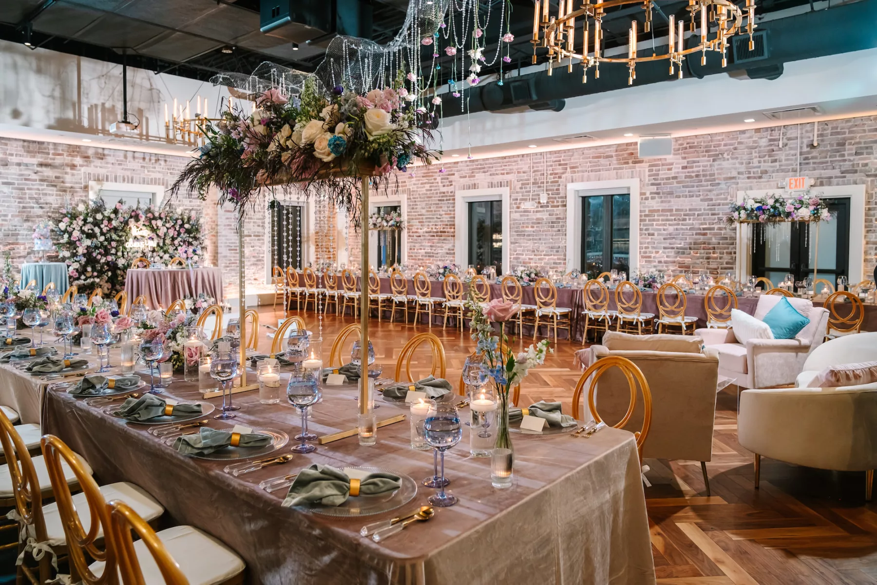 Whimsical Blue and Pink Wedding Reception Inspiration | Industrial Downtown St. Pete Venue Red Mesa Events | Planner Wilder Mind Events