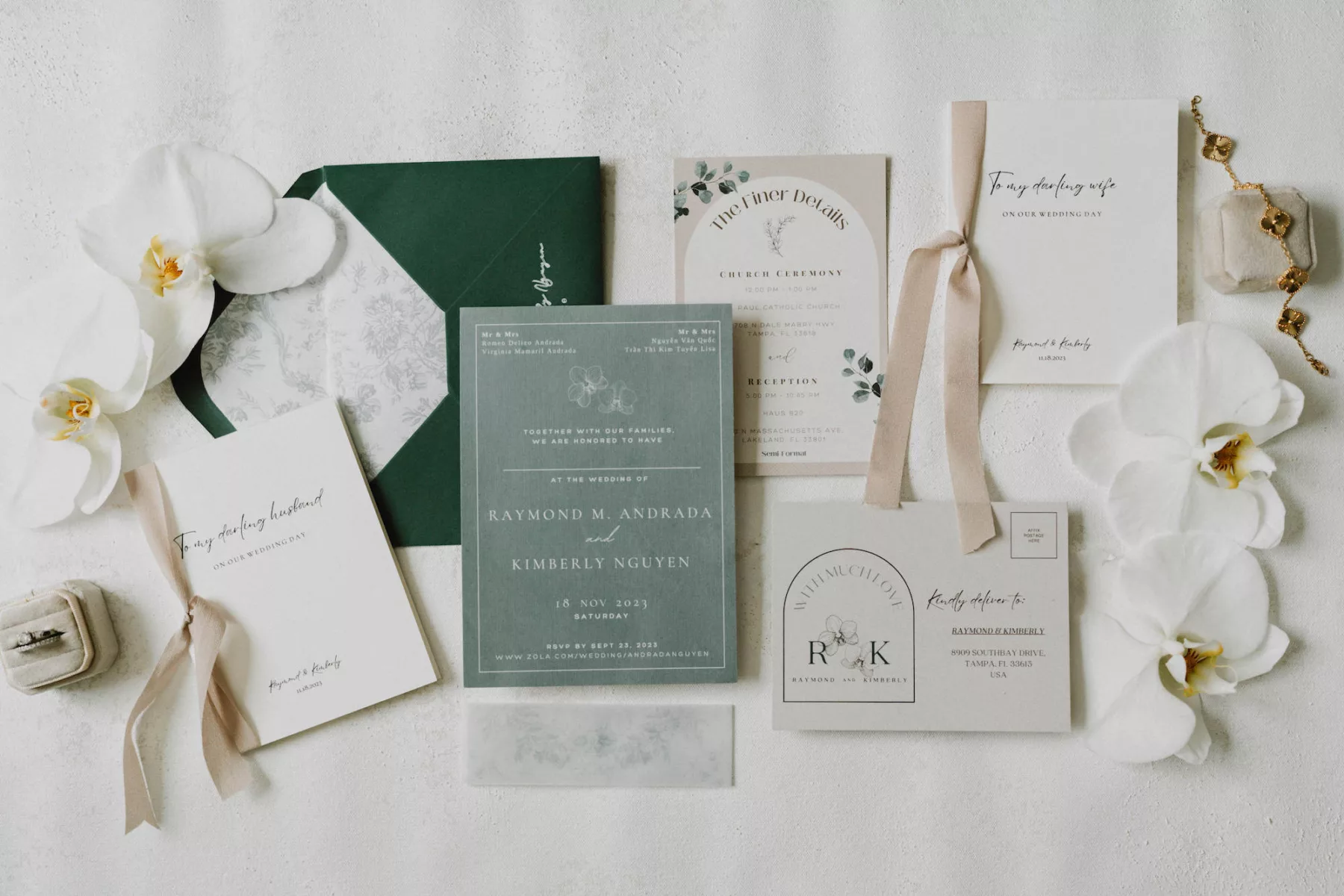 Modern Cream and Sage Green Wedding Invitation Suite Inspiration