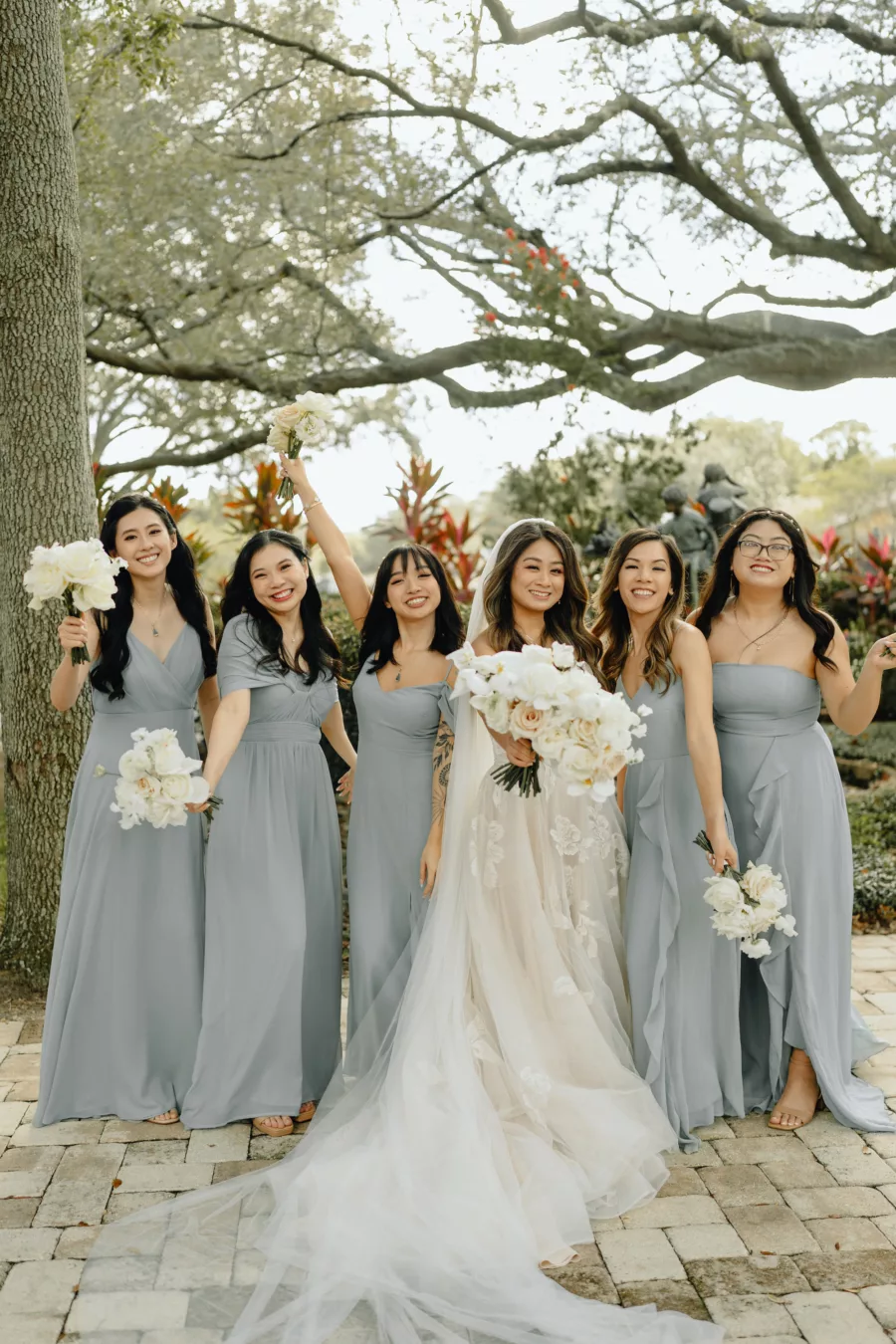 Sage Green Bridesmaid Dress Ideas | | Ivory Strapless Lace A-Line Wedding Dress Inspiration | Tampa Bay Florist Bloom Shakalaka | Lakeland Photographer and Videographer J&S Media