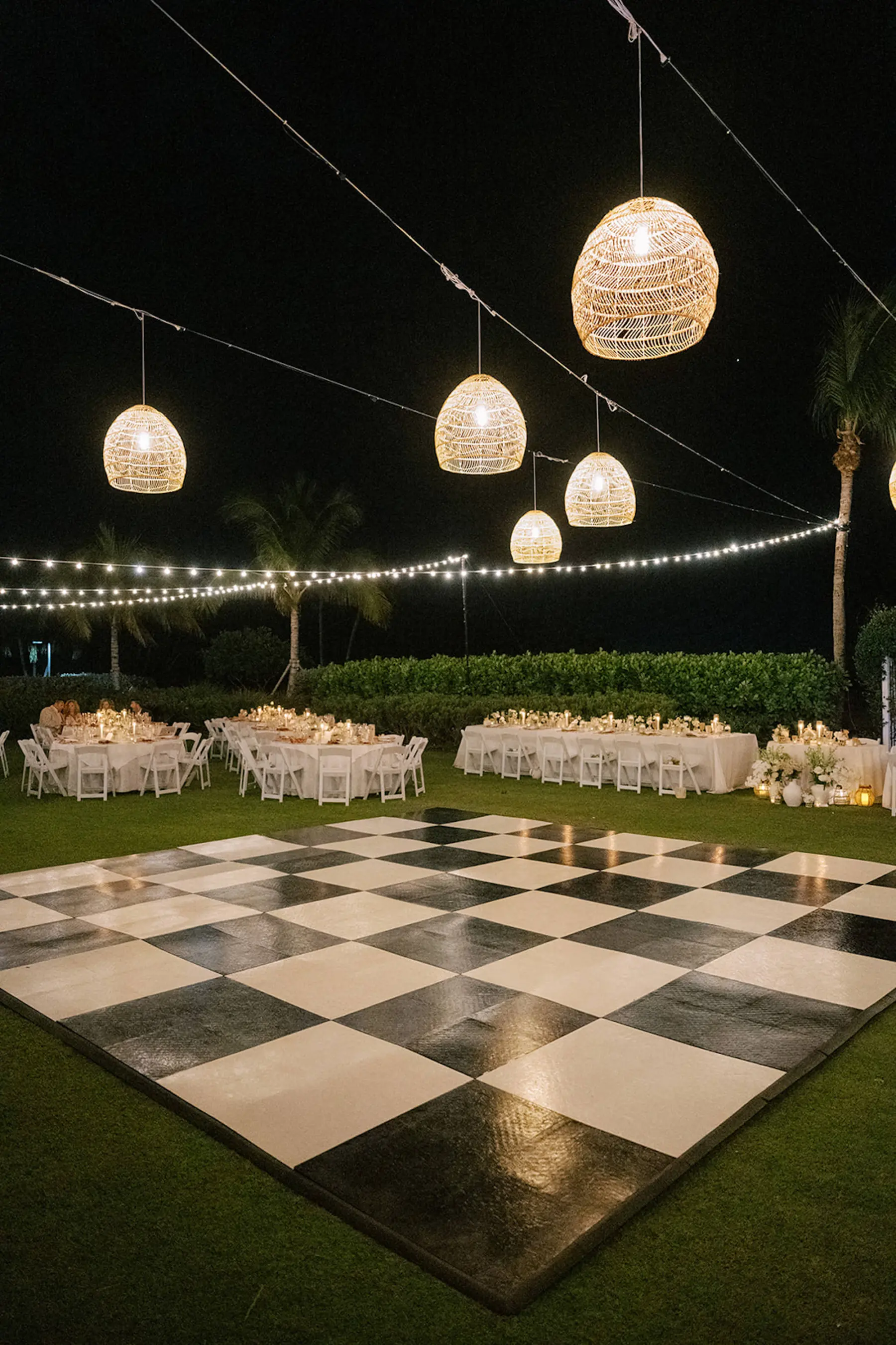 Black and White Checkered Dance Floor | White and Pink Coastal Wedding Reception Inspiration | Sarasota Event Venue The Resort at Longboat Key Club | Planner Elegant Affairs By Design