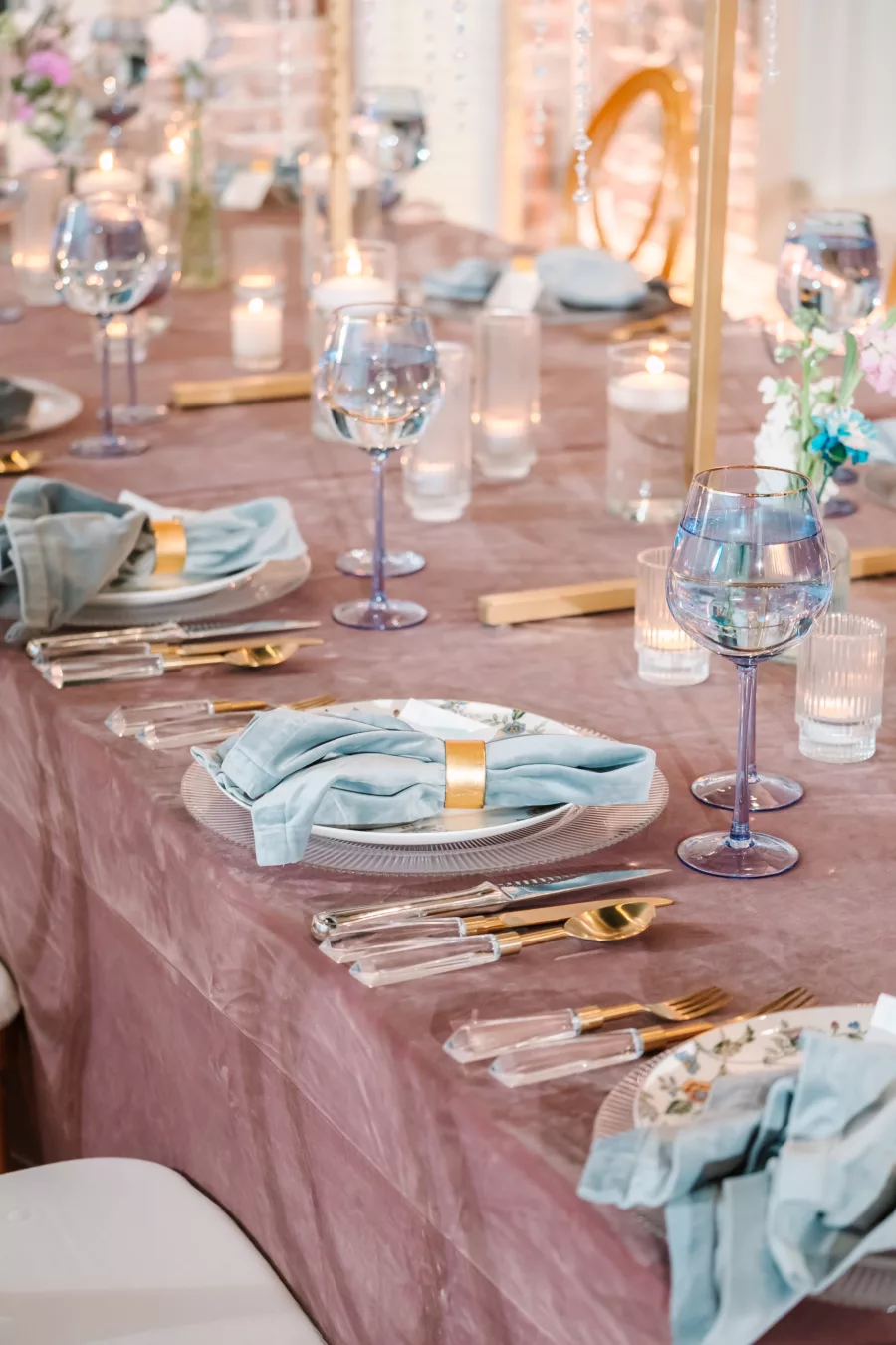 Whimsical Purple and Blue Tablescape Place Setting Inspiration | Tampa Bay Planner WilderMind Events